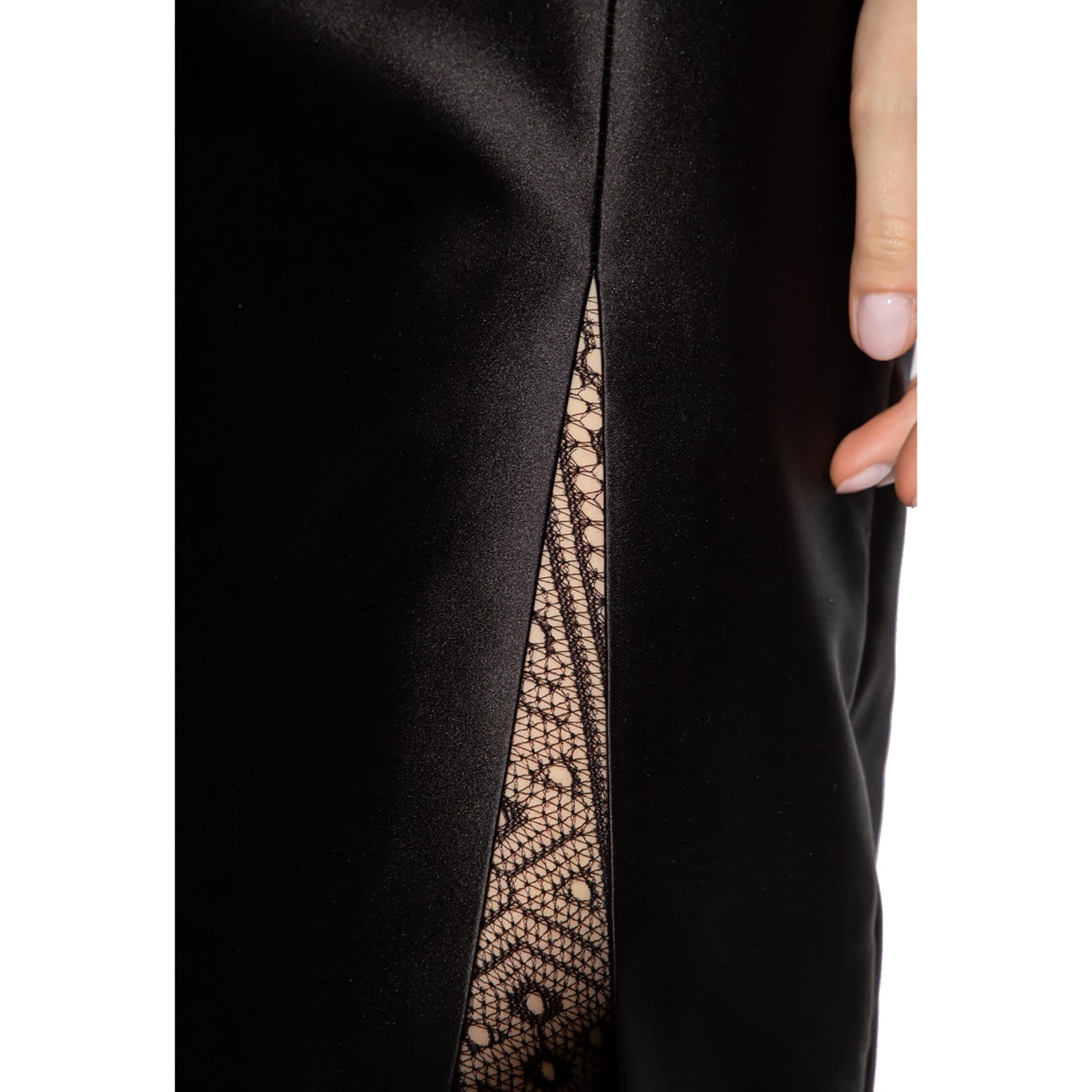 Shop Gucci Silk Midi Skirt In Black
