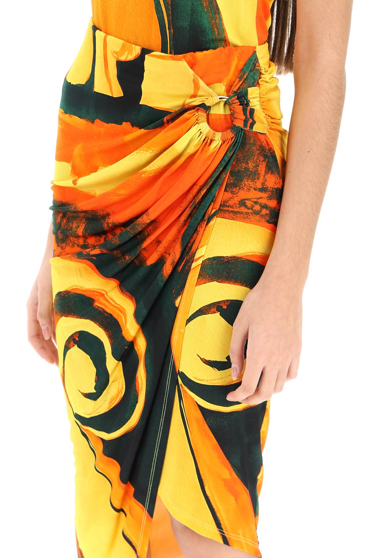 Shop Louisa Ballou Coastline Midi Skirt In Checkmate (orange)