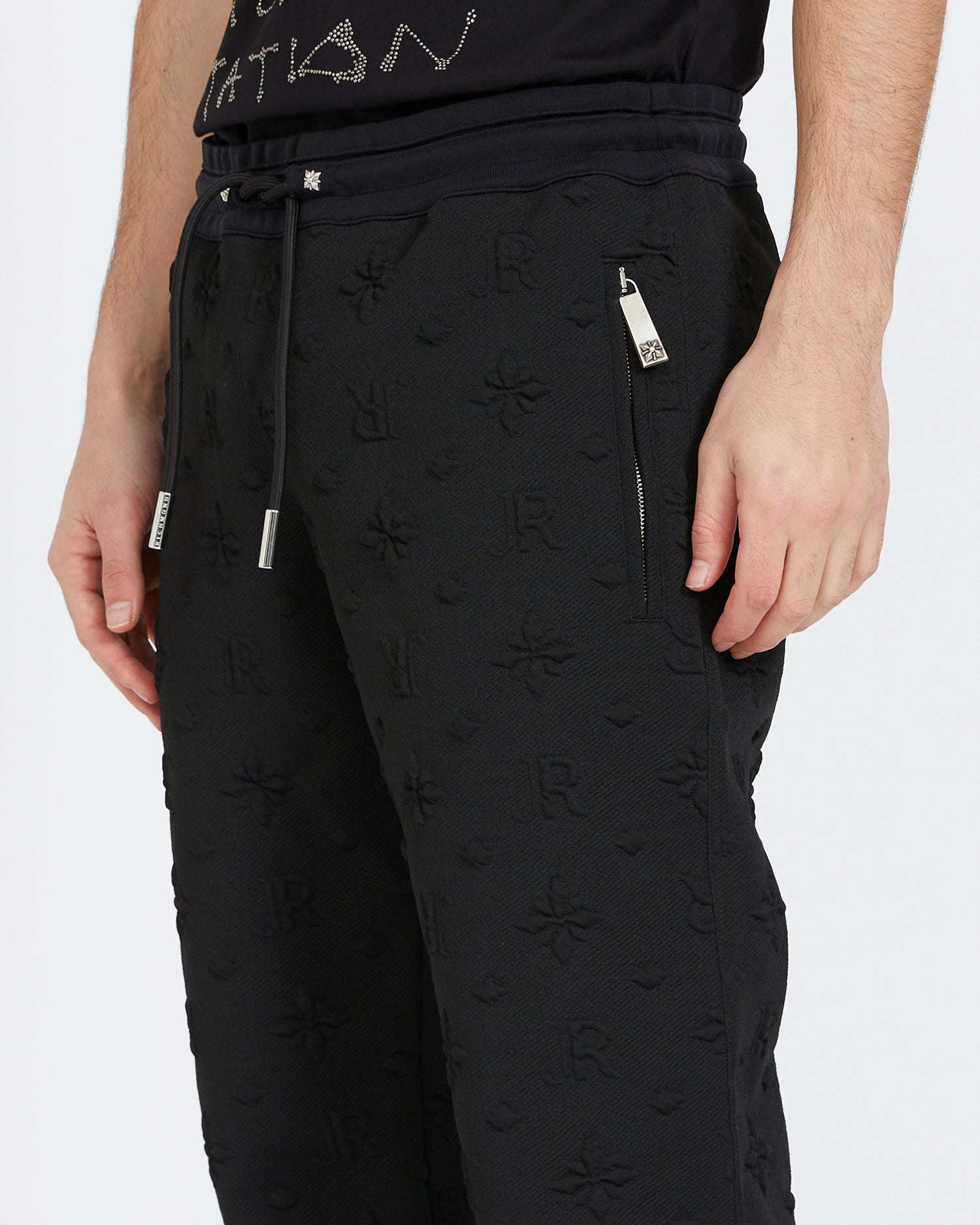 Shop John Richmond Jogging Pants With A Contrasting Pattern In Nero