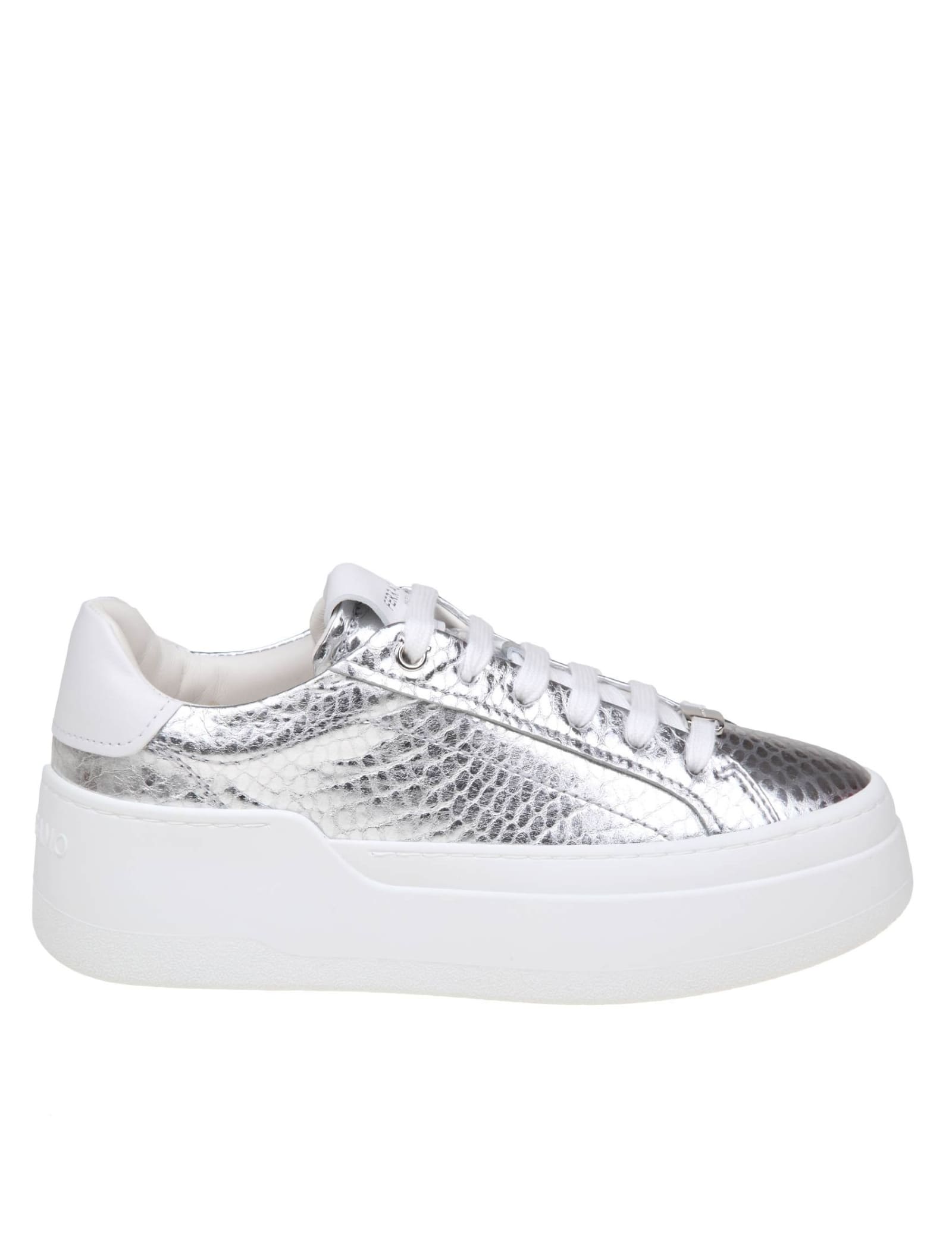Shop Ferragamo Sneakers Dahlia In Pelle Colore Argento In Silver