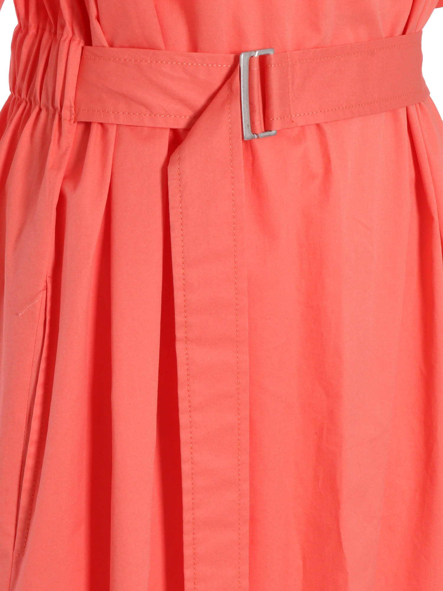 Shop Peserico Coral Colored Midi Dress In Red