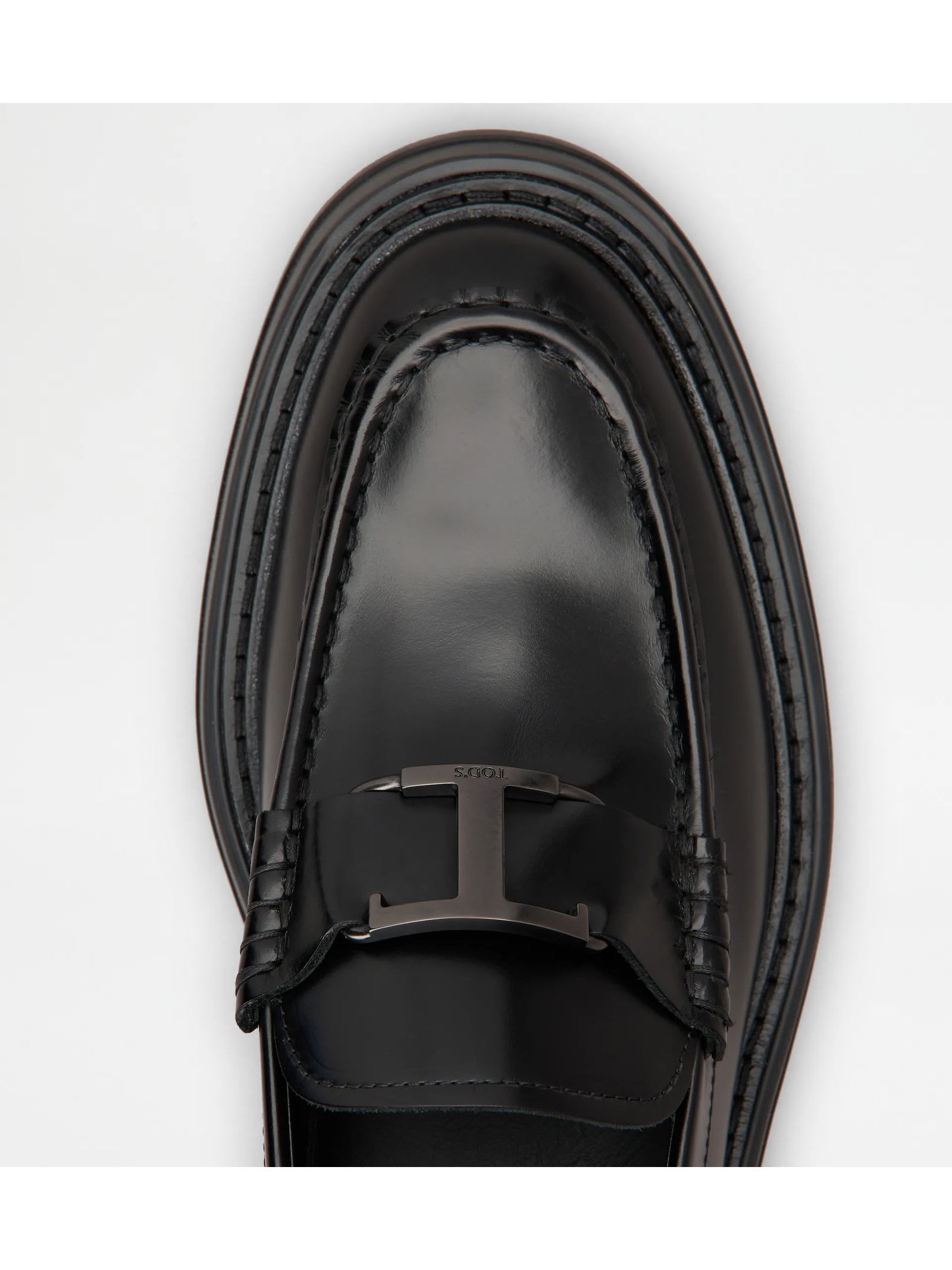 Shop Tod's Loafers In Black Semi-shiny Full Grain Leather