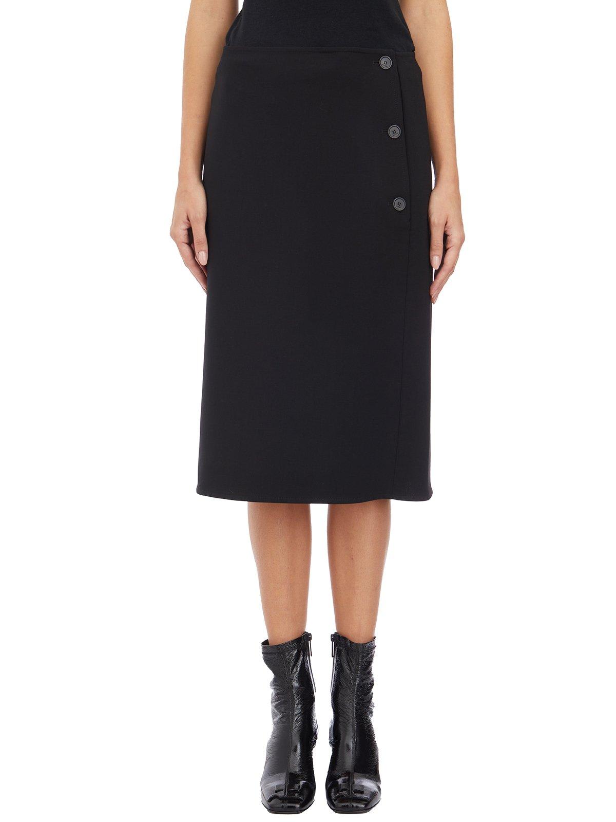 Shop Courrèges Oblique Tailored Midi Skirt Oblique Tailored Midi Skirt In Black