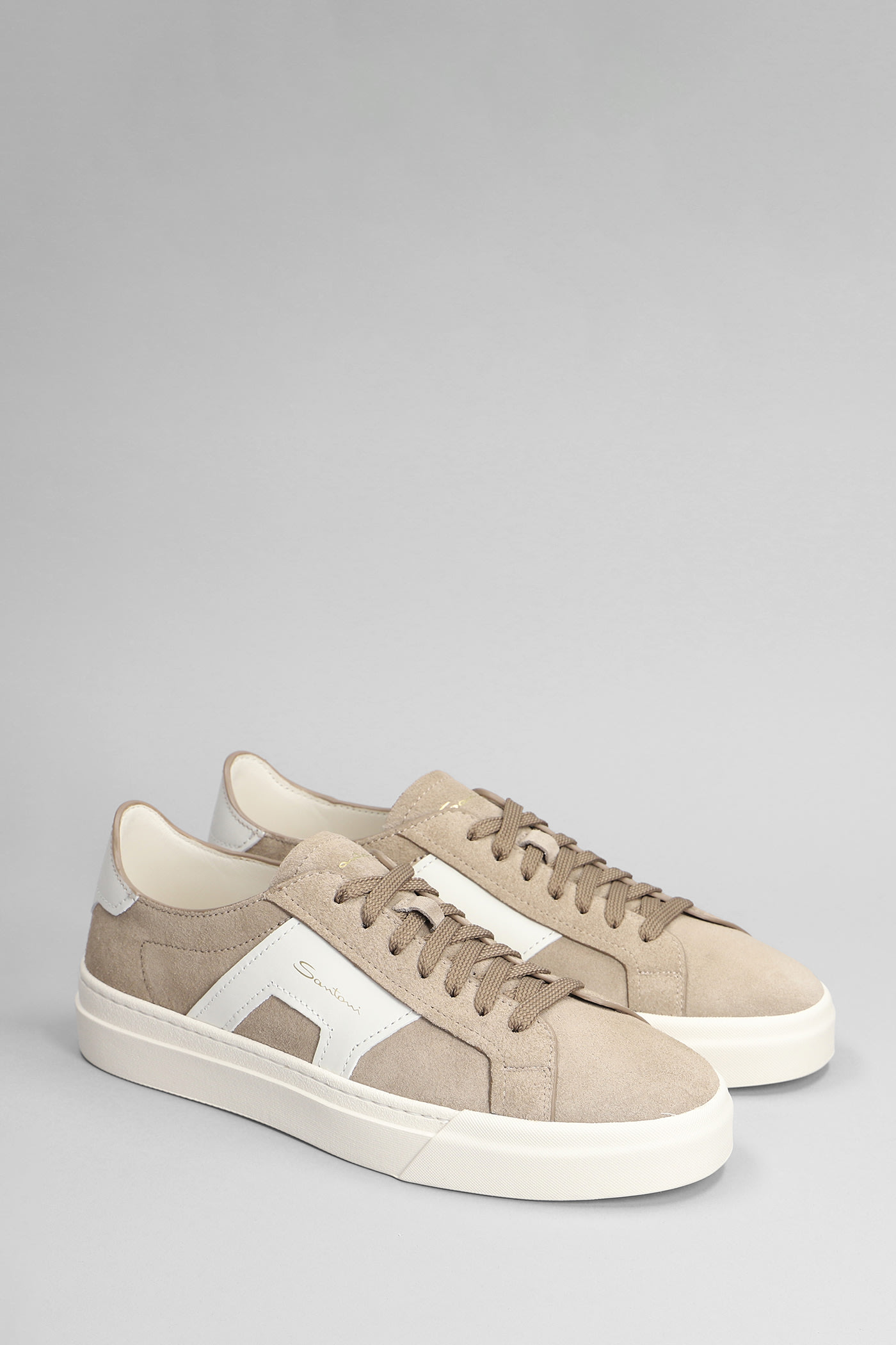 Shop Santoni Dbs Sneakers In Brown Suede And Leather