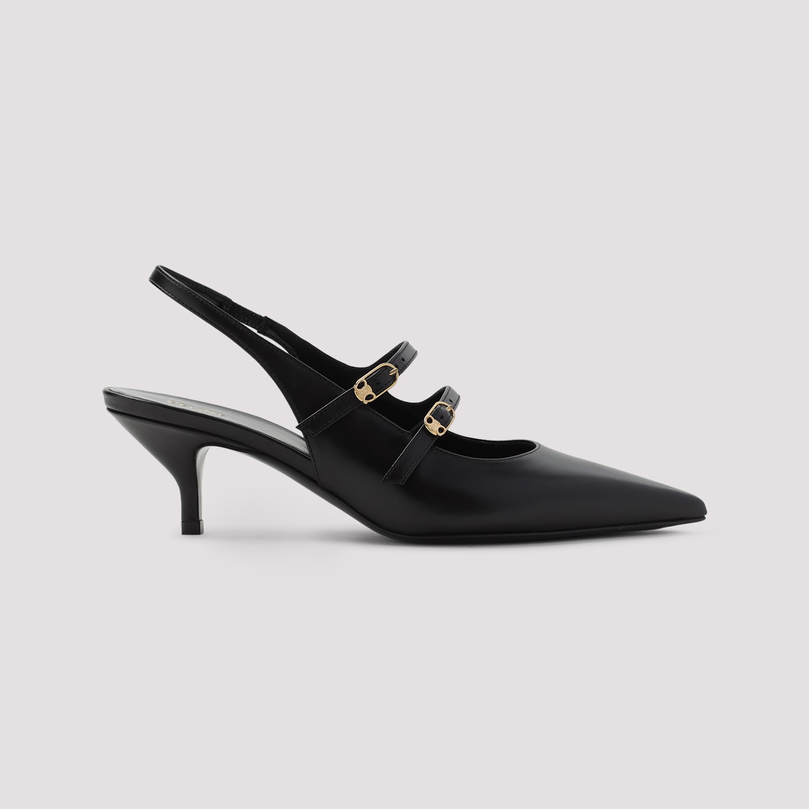 Celine Women Judy Leather Double Strap Mary Jane Slingback In Black