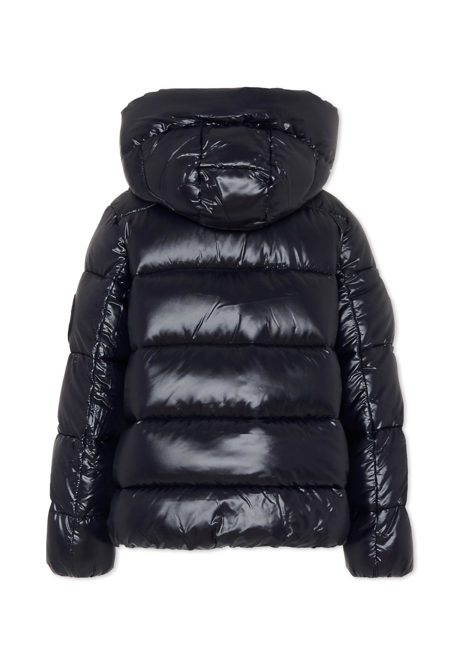 Save The Duck Blue Down Jacket For Girl With Logo In Blue