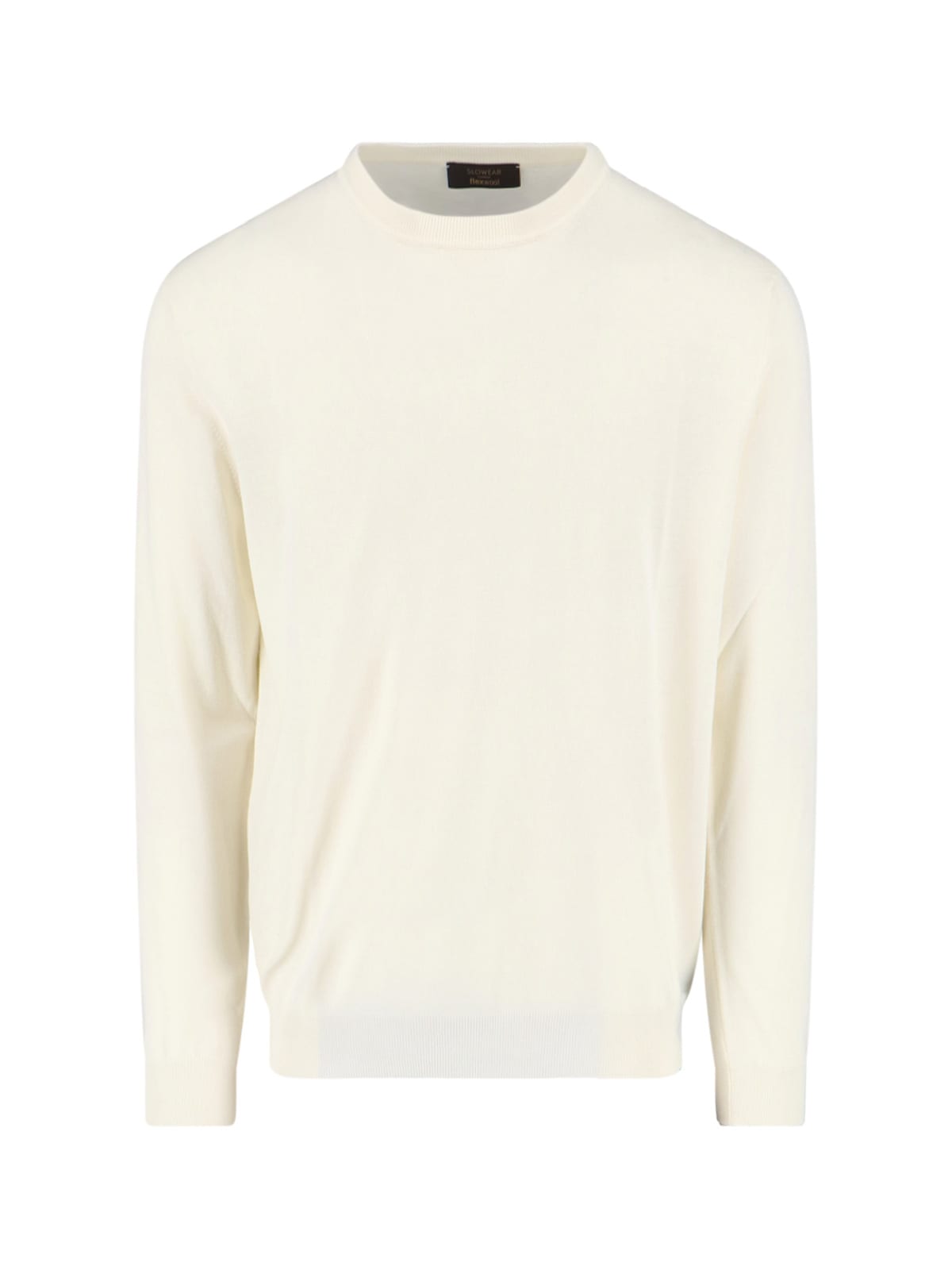 Zanone Crew Neck Long Sleeve Sweater With Ribbed Cuffs In Neutral