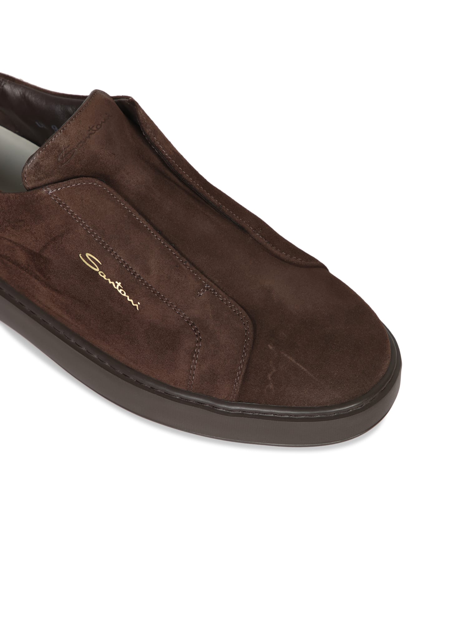 Shop Santoni Victory Suede Tdm Sneakers In Brown