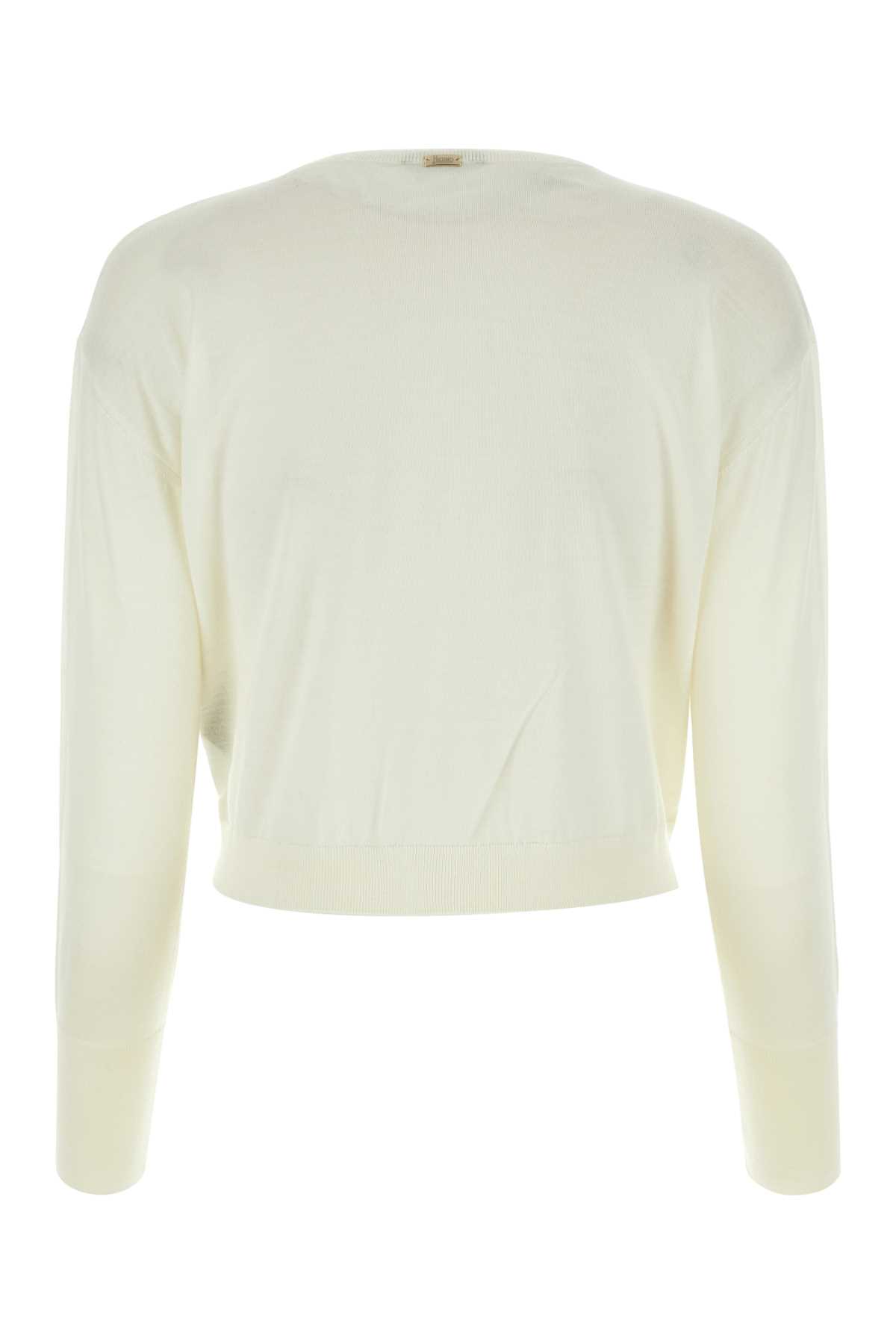 Herno Ivory Wool Jumper In Bianco