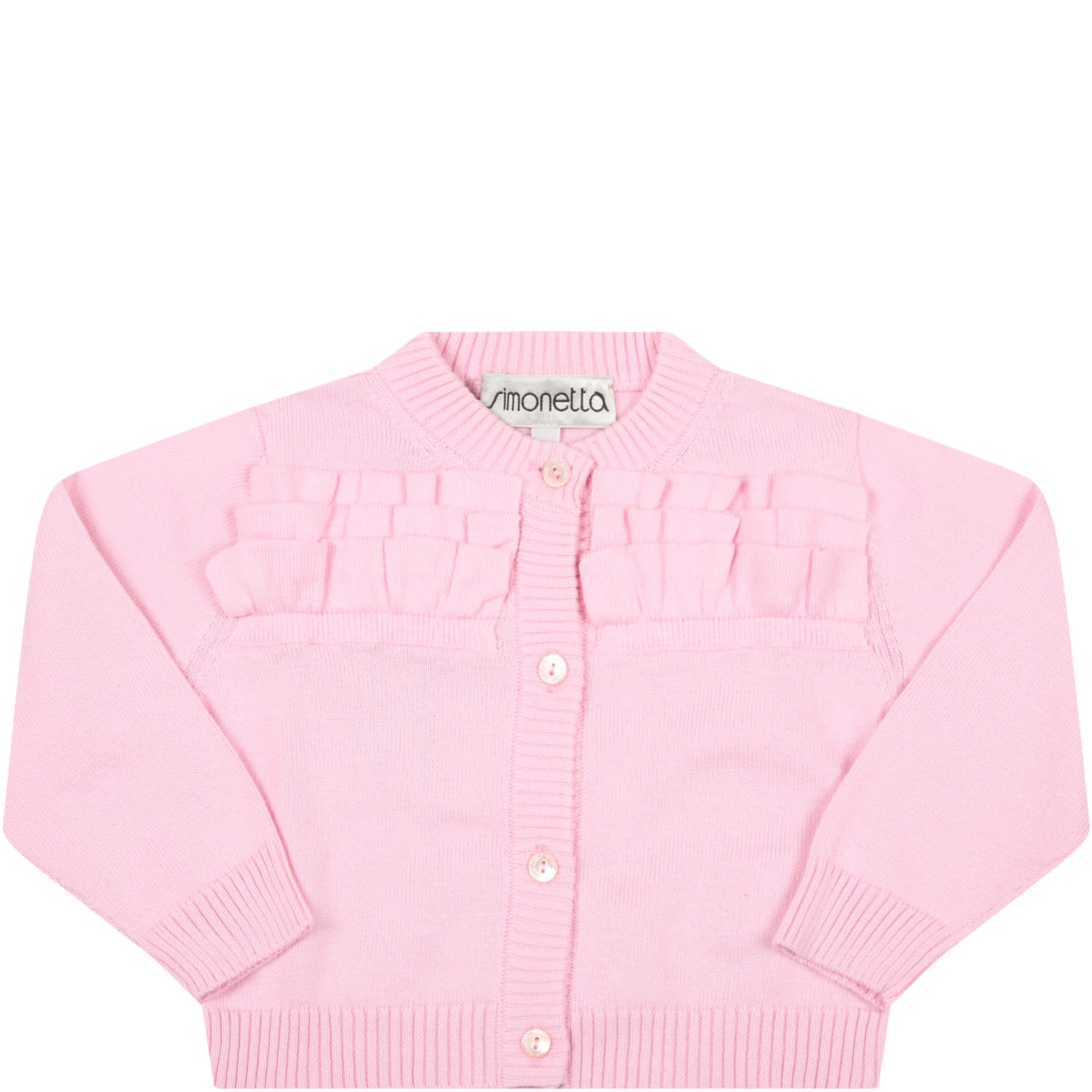 Simonetta Pink Cardigan For Baby Girl