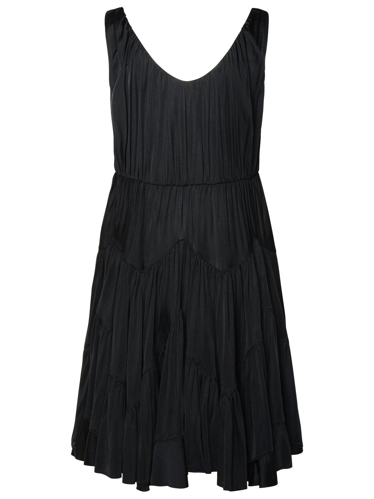 Shop Lanvin V-neck Sleeveless Dress In Nero