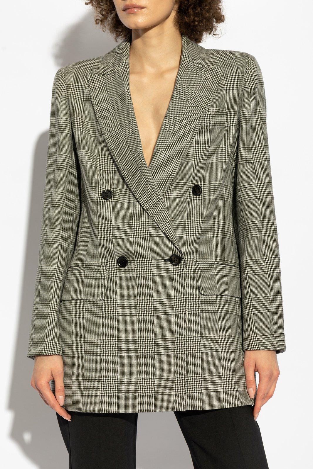 Shop Max Mara Checkered Button-up Jacket In Black