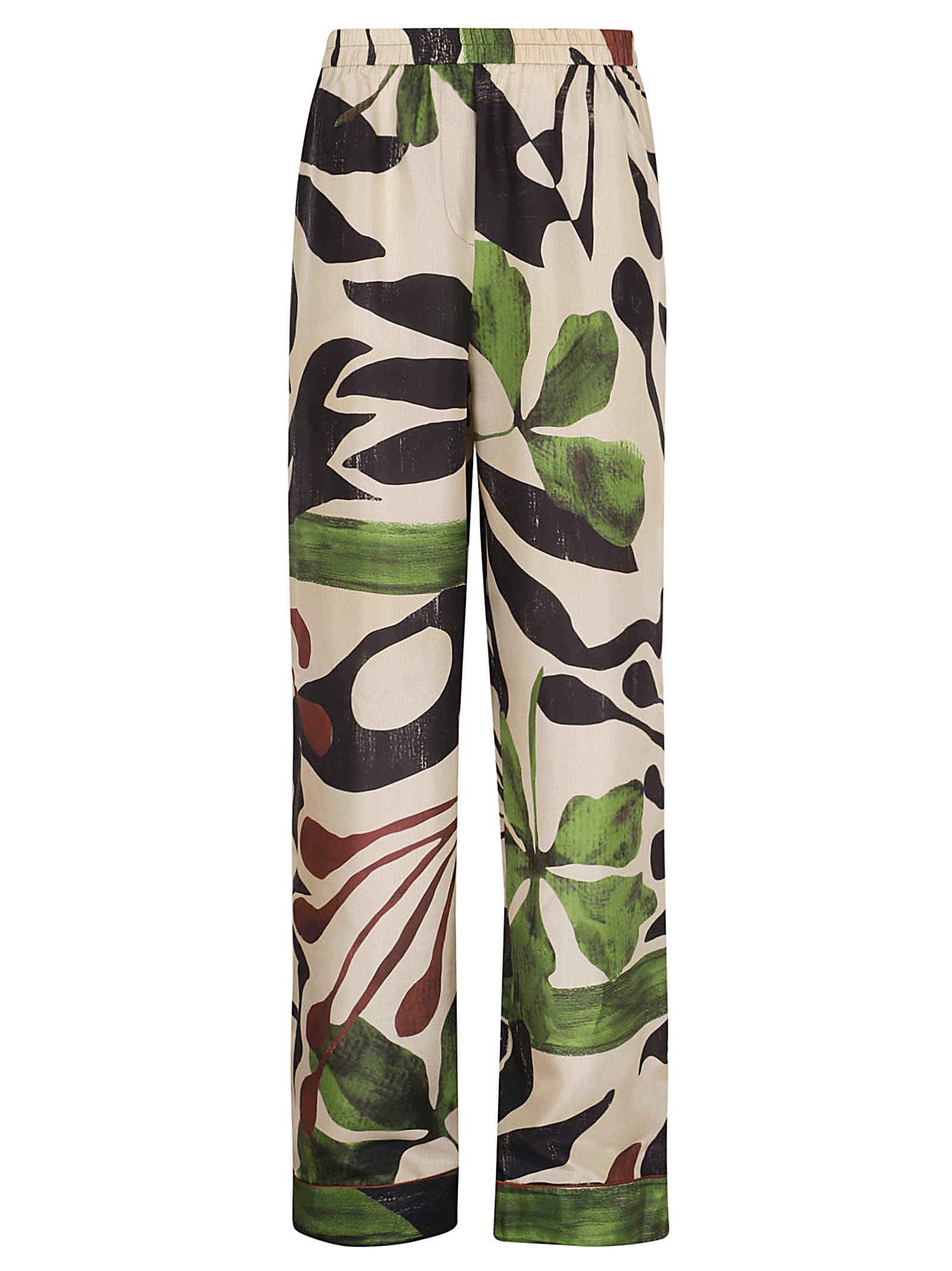 Shop Alberta Ferretti Habotai Printed Pants In Fantasia Verde