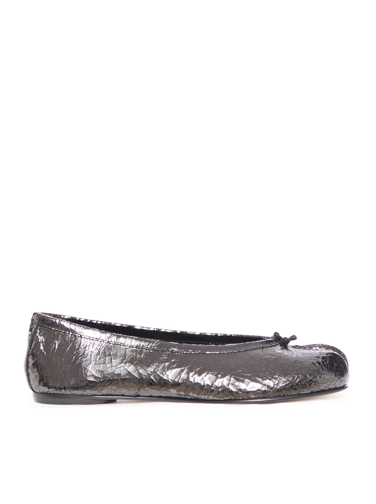 Shop Maison Margiela Ballet Black Shiny Leather Ballet Flats In Nine Iron