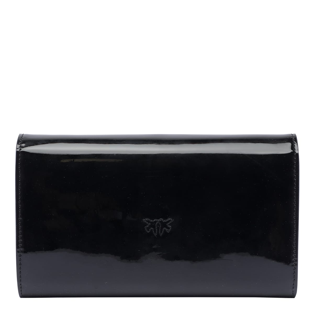 Shop Pinko Bird Buckle Chain Wallet In Nero Limousine Block Color