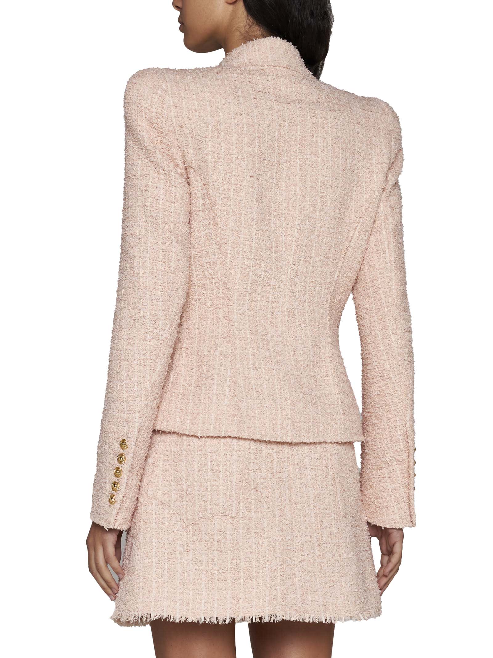 Shop Balmain Blazer In Nude Rosè