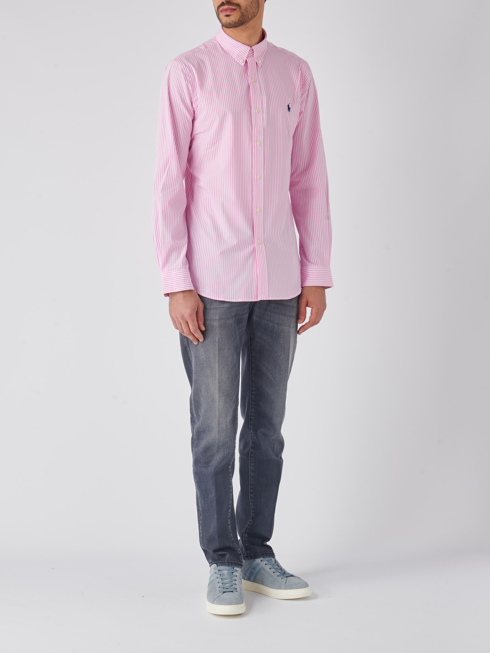 Shop Polo Ralph Lauren Long Sleeve Sport Shirt Shirt In Rosa