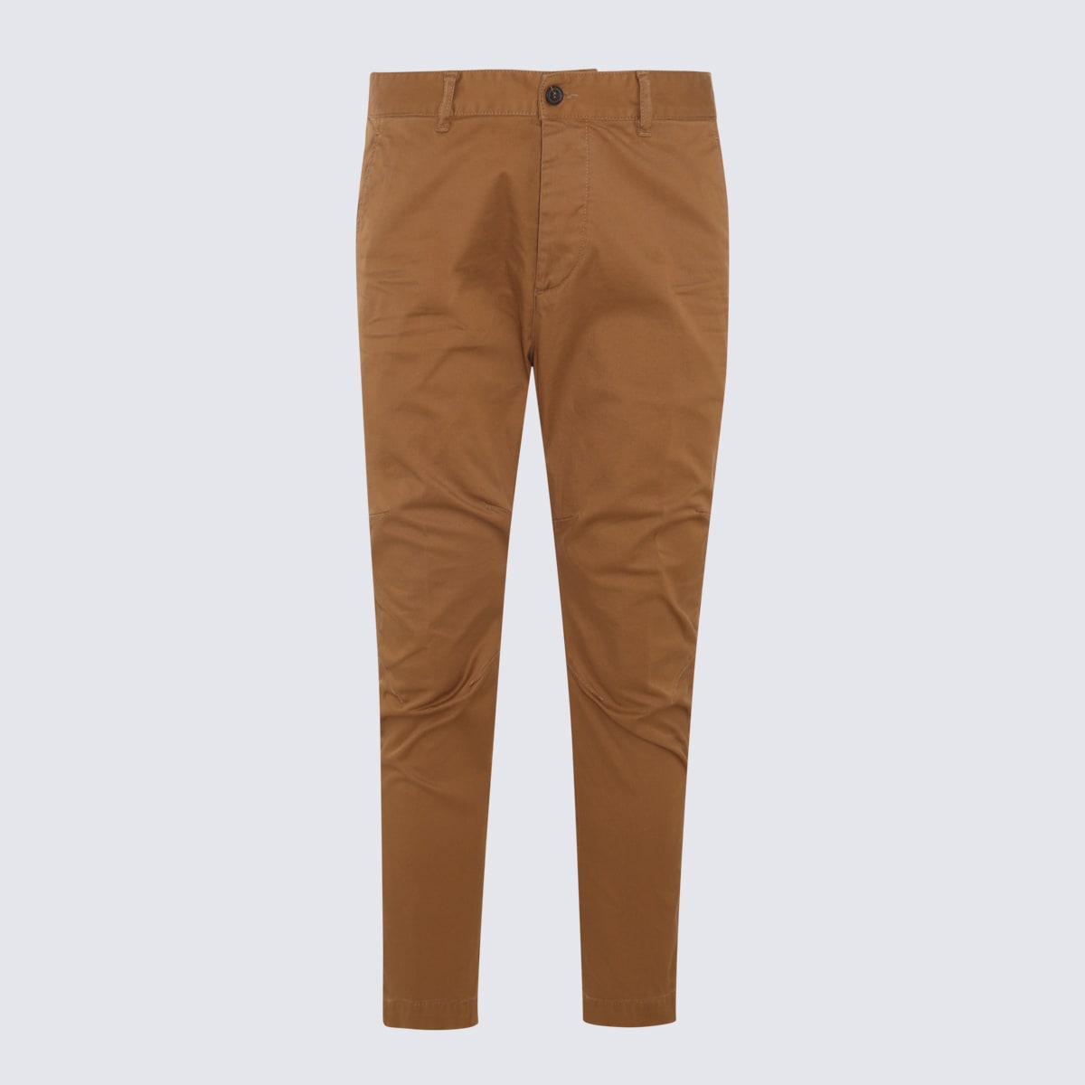 DSQUARED2 BROWN COTTON BLEND TROUSERS