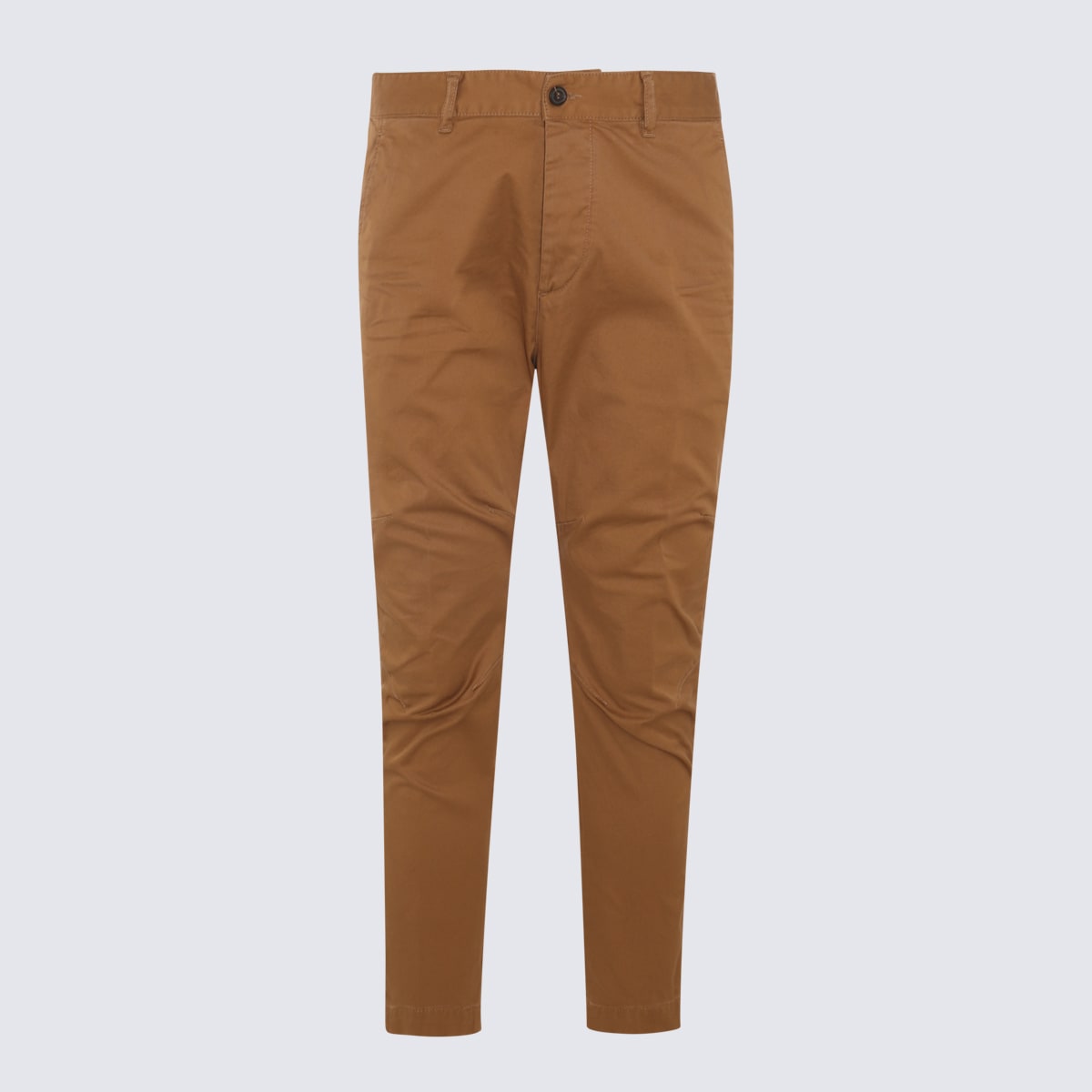 Shop Dsquared2 Brown Cotton Blend Trousers  In Biscuit