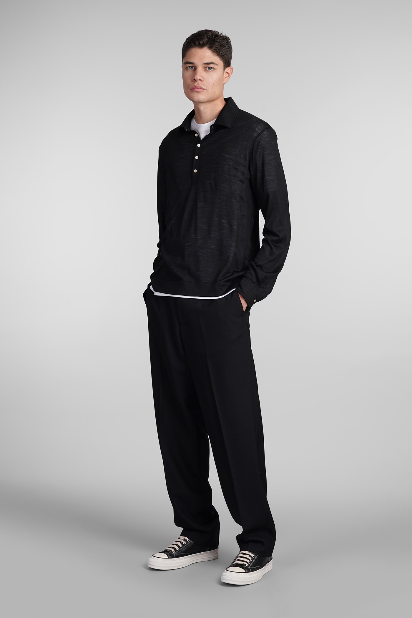 MASSIMO ALBA ISCHIA POLO IN BLACK WOOL 