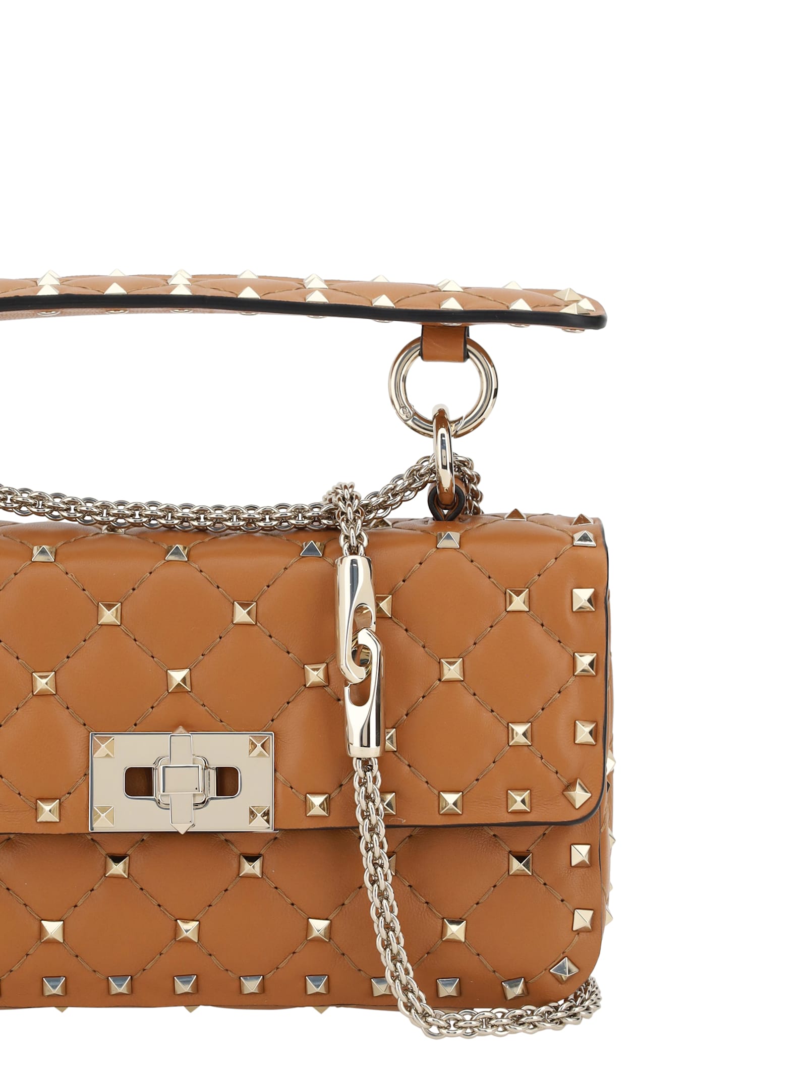 Valentino Garavani Valentino Small Shoulder Bag Rockstud Spike In Nutmeg