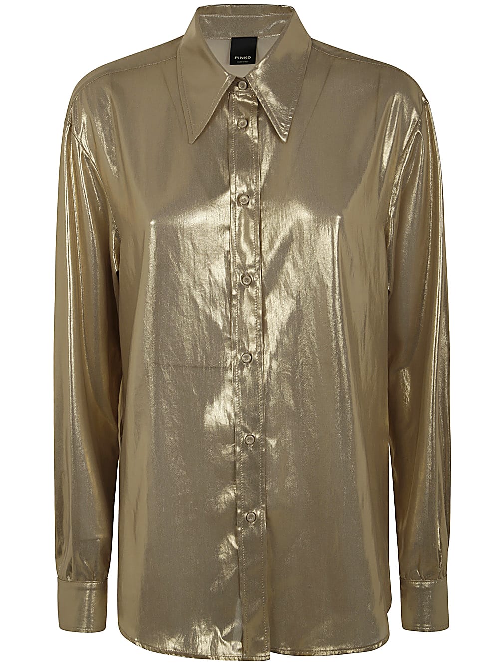 Shop Pinko Fortini Georgette Shirt In Beige Gold