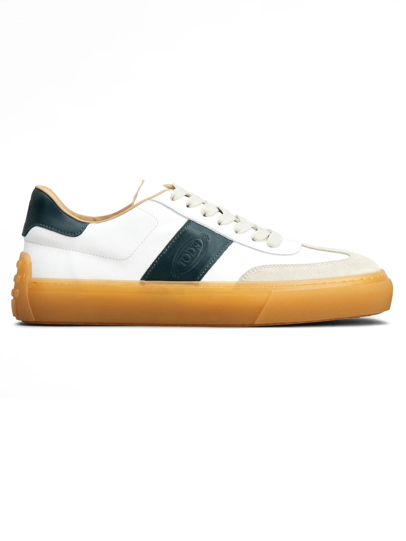 Shop Tod's White Calf Leather Sneakers