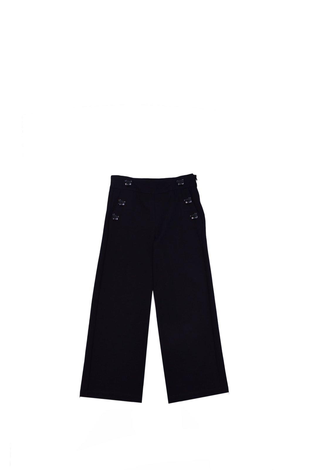 Moschino Kids' Button-detailed Straight-leg Trousers In Nero Black