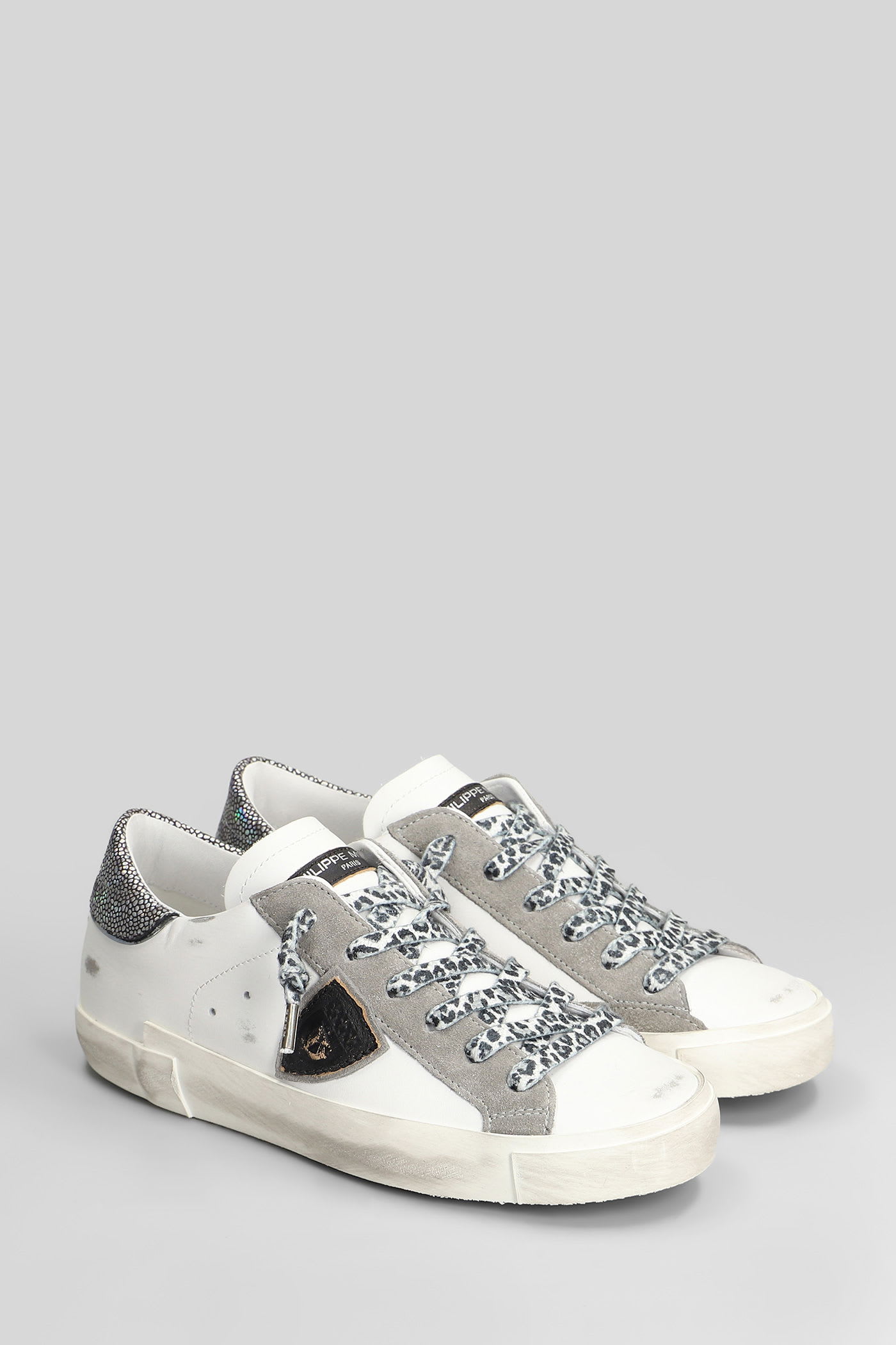 Philippe Model Prsx Low Sneakers In White Leather In White