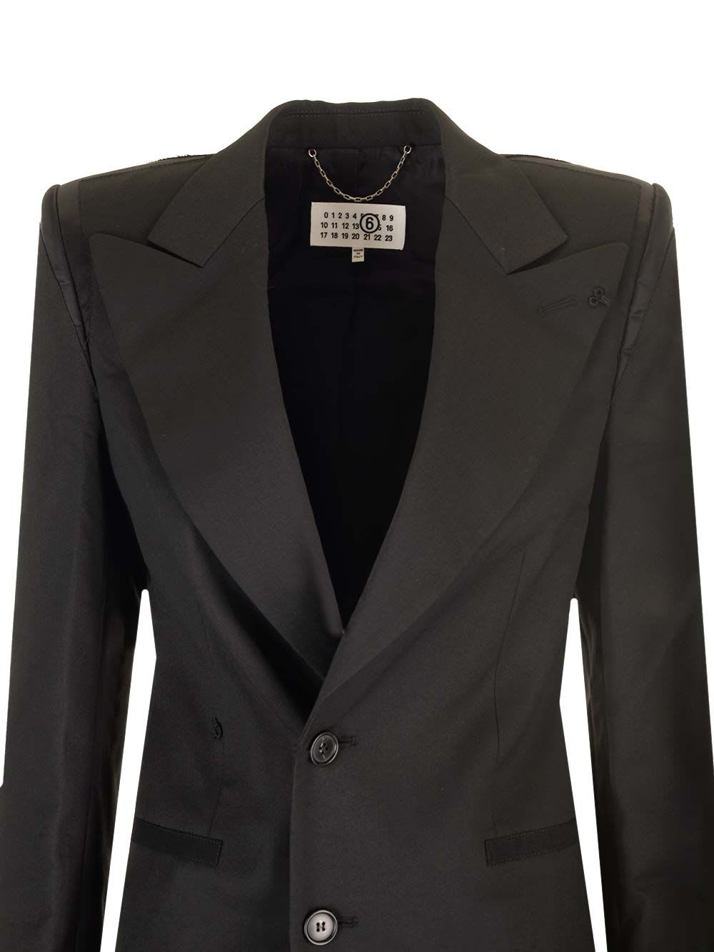 Shop Mm6 Maison Margiela Stretch Crepe Blazer In Black