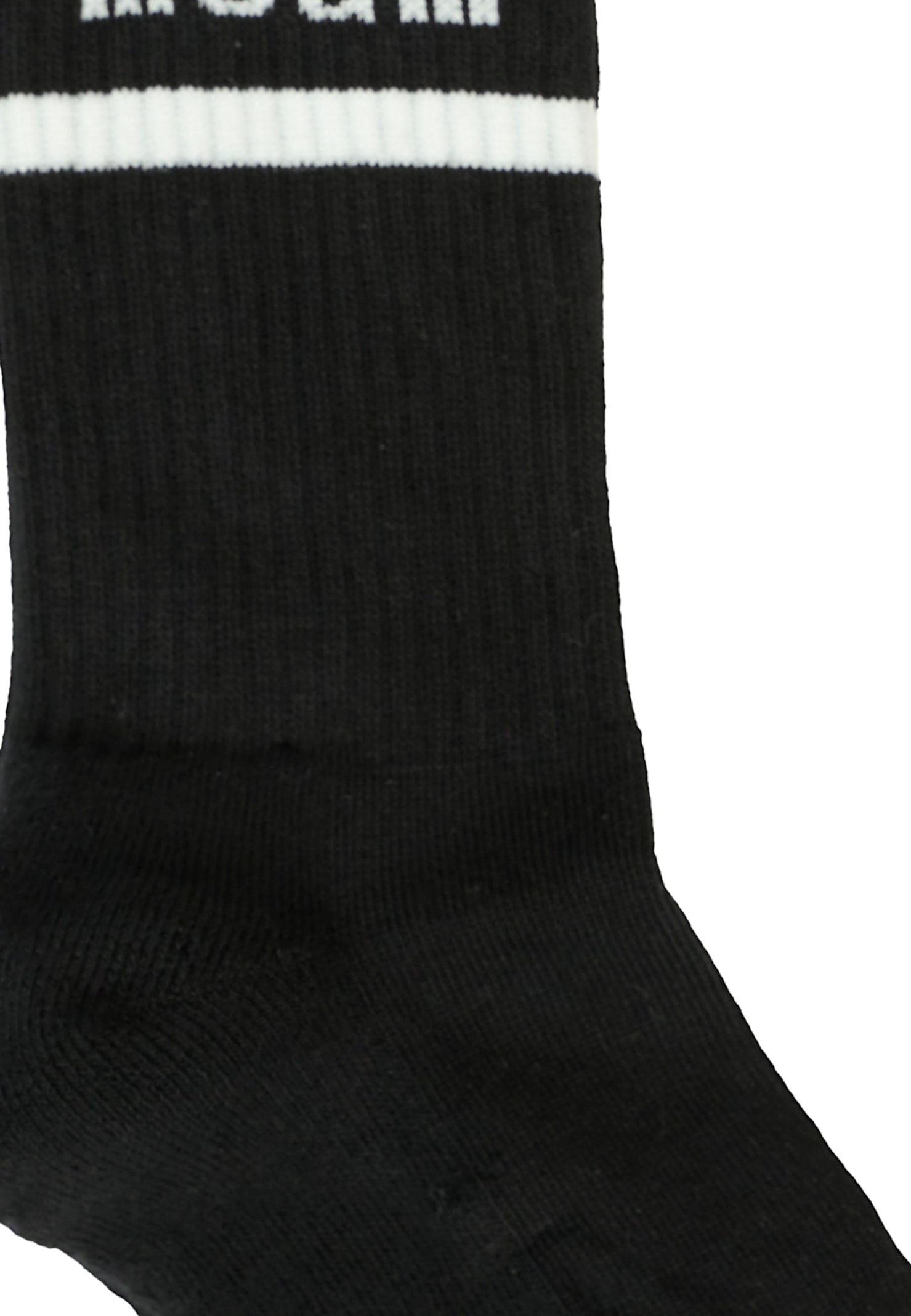 Msgm Black Socks For Kids With White Logo In Black