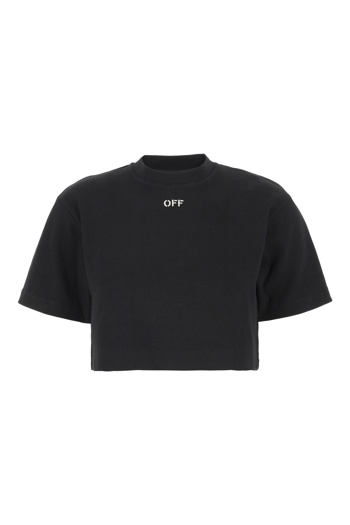 Off-white Black Stretch Cotton T-shirt In Black White