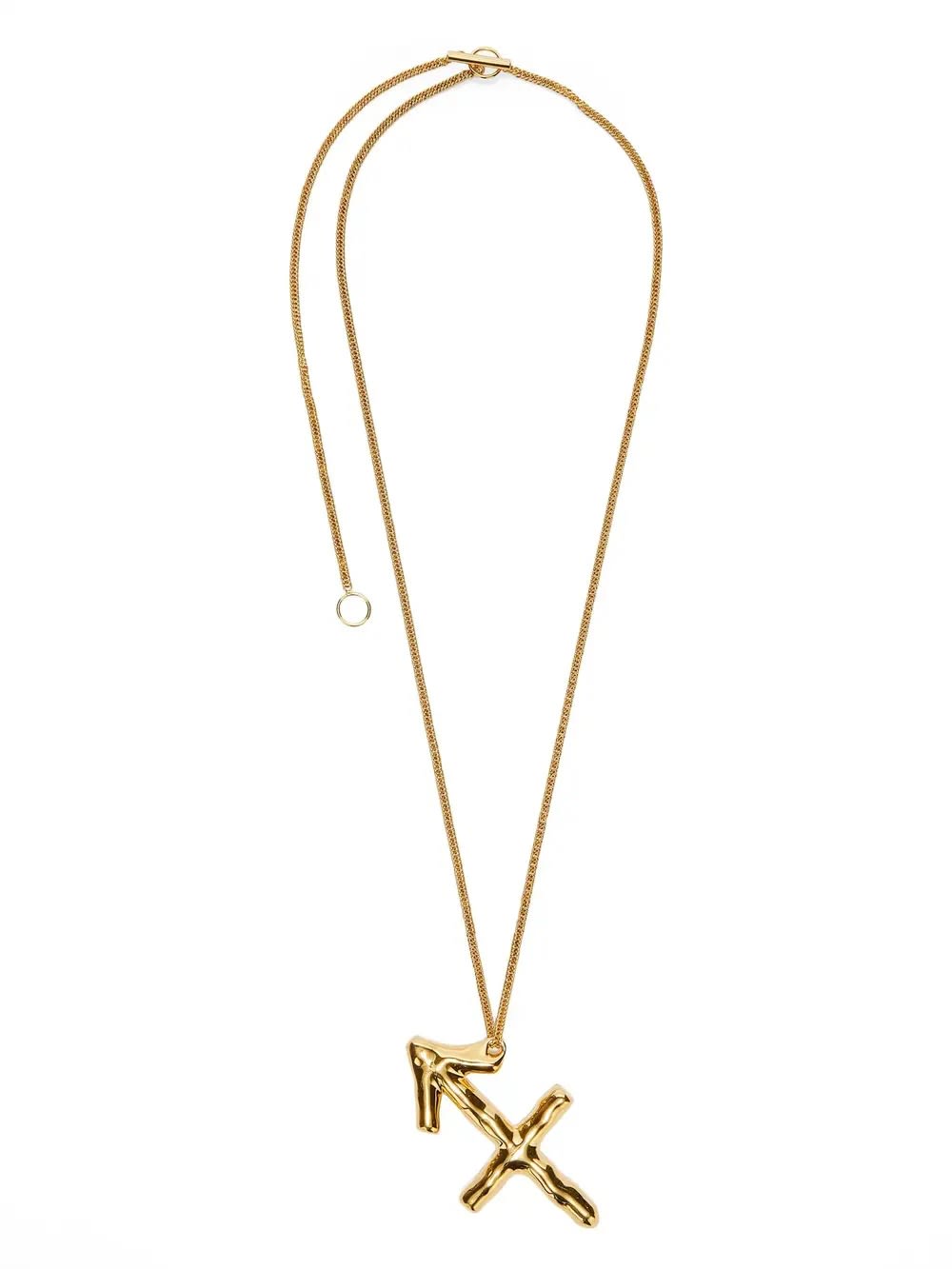 Shop Jil Sander Sagittarius Zodiac Necklace In Gold