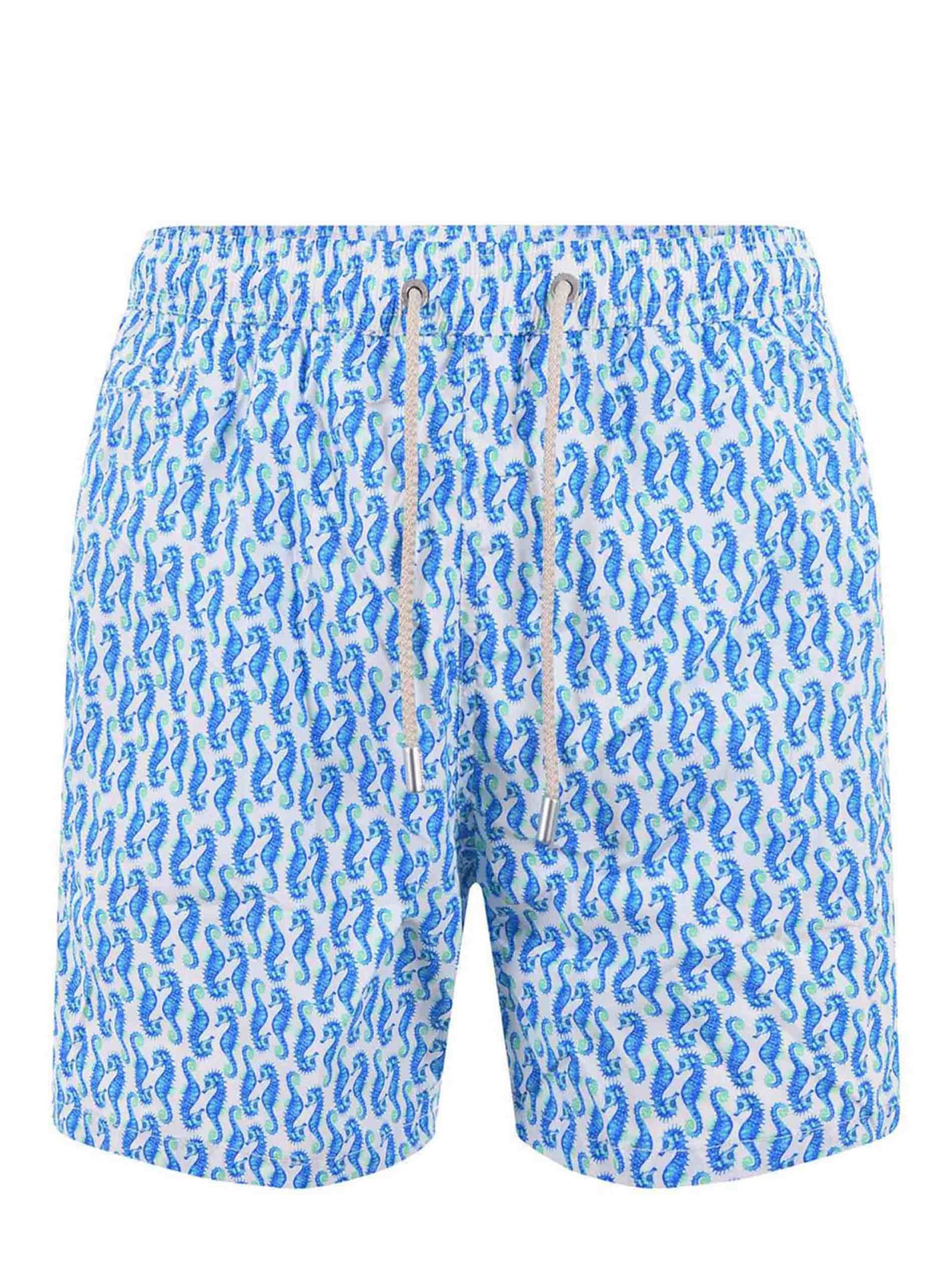 Shop Mc2 Saint Barth Swimsuit In Azzurro/bianco