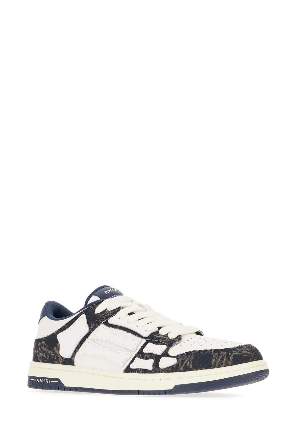Amiri Multicolor Leather And Fabric Bandana Denim Skel Sneakers In Midnight Indigo