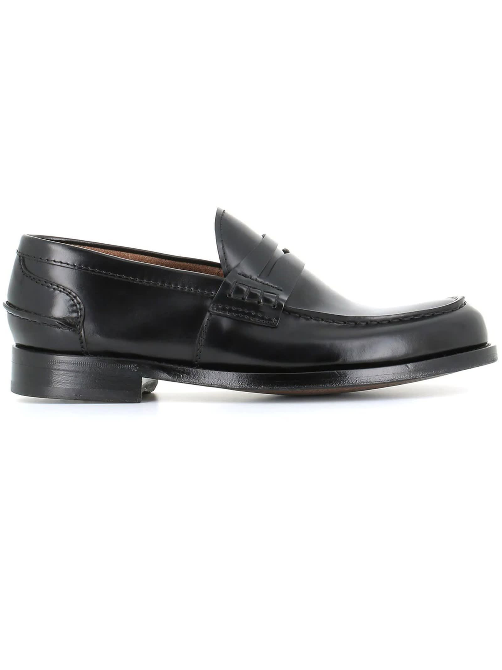 Green George Black Brushed Leather Loafers In Nero