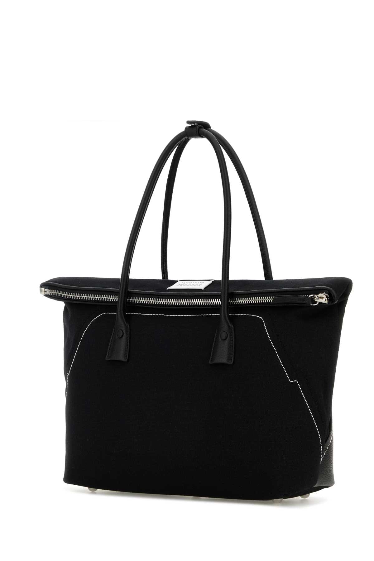 Shop Maison Margiela Black Leather Medium 5ac Shopping Bag