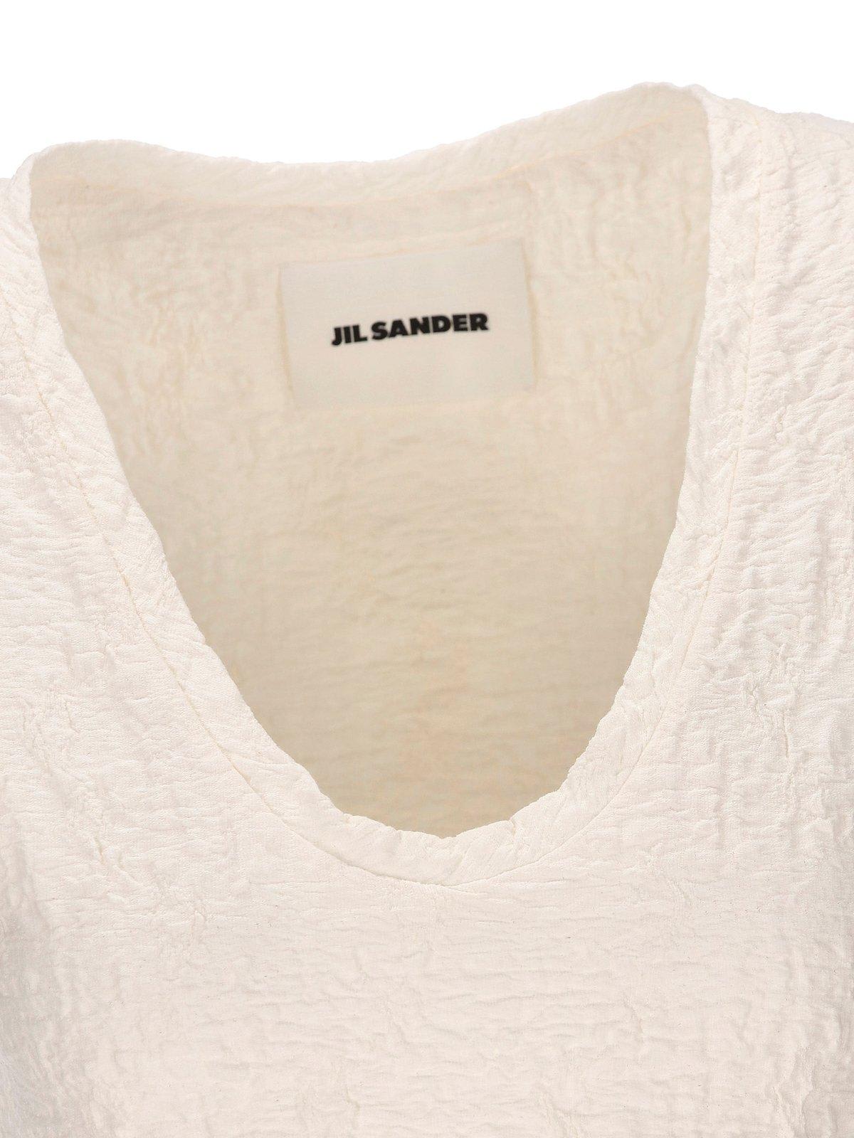 Shop Jil Sander Sleeveless U-neck Top In Natural