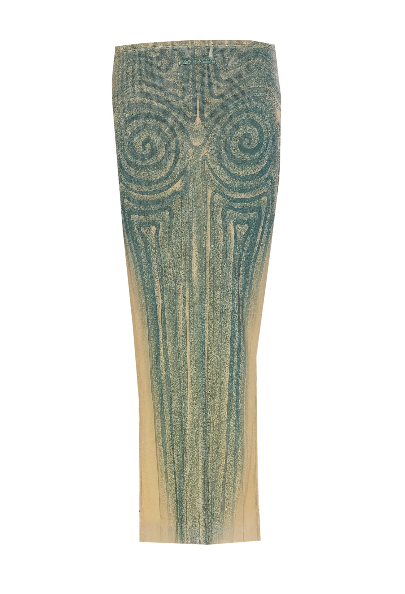 Jean Paul Gaultier Mesh Spiral Long Skirt In Green