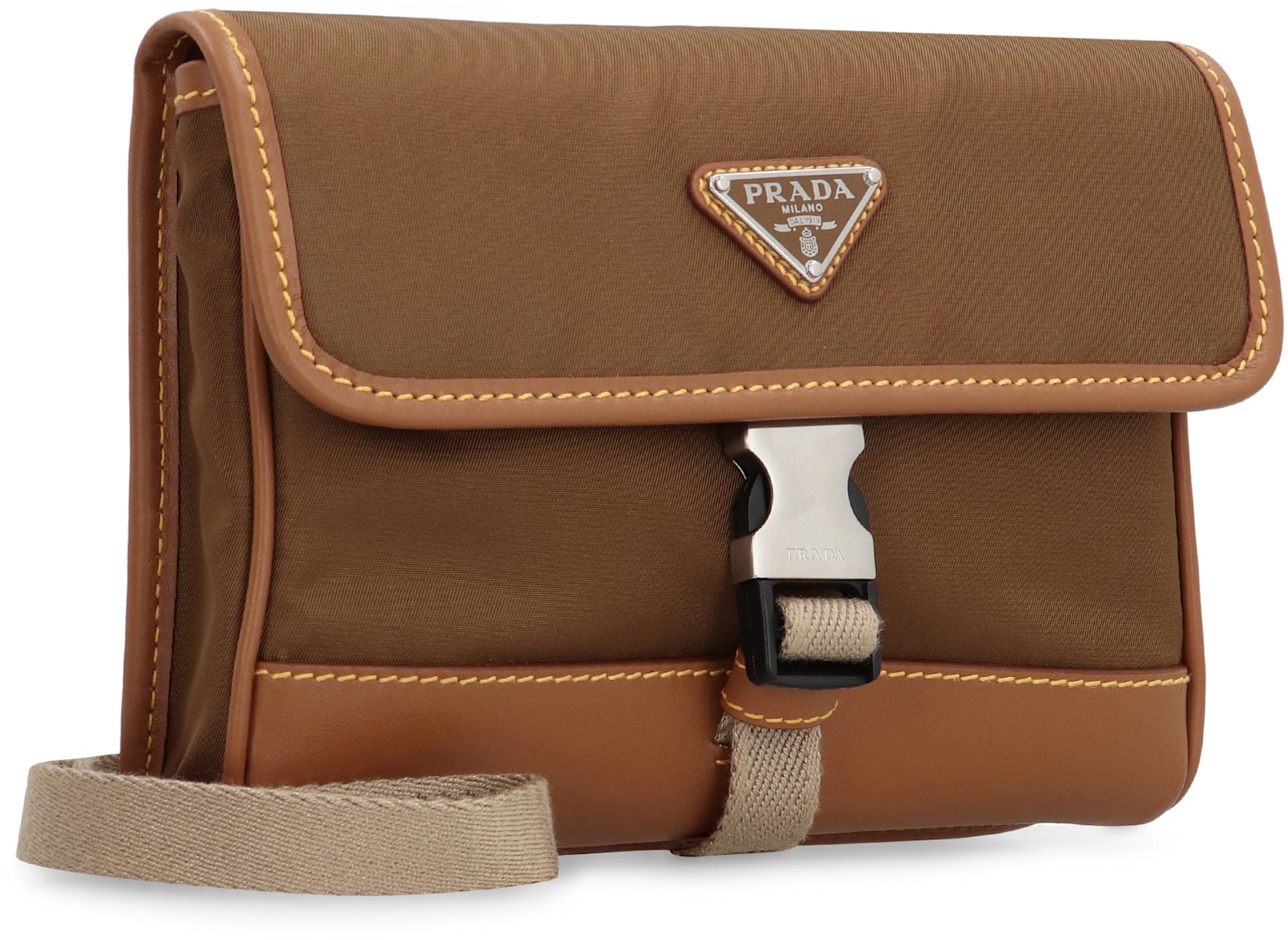 Shop Prada Re-nylon And Leather Smartphone Case In Saddle Brown