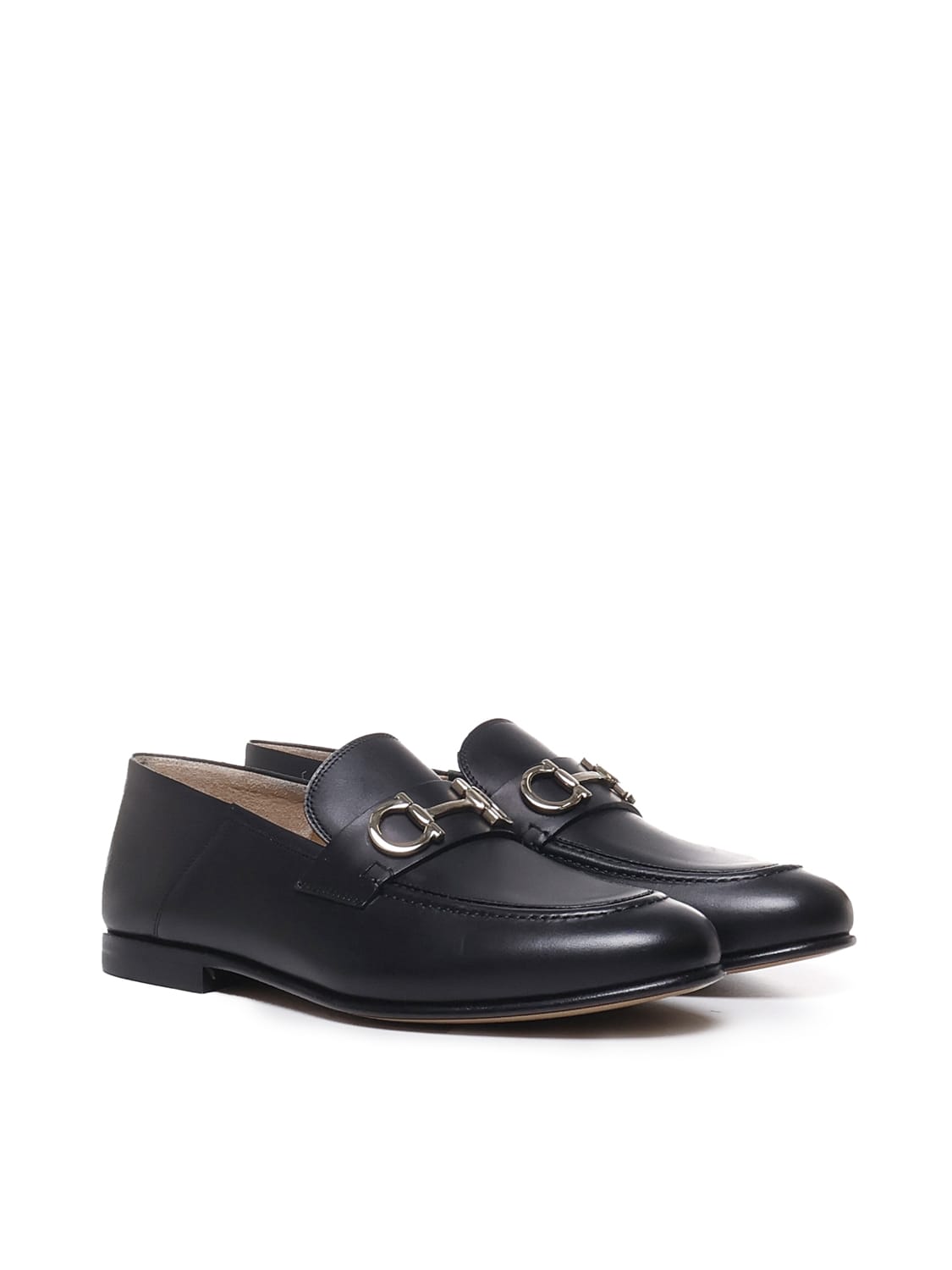 Shop Ferragamo Gancini Loafers In Calfskin In Nero