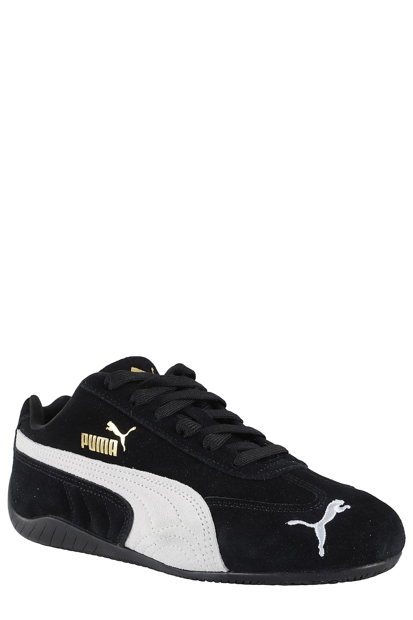 Puma 'speedcat' Black Sneakers With Logo Print On The Side And Logo Lettering On The Side In Black White