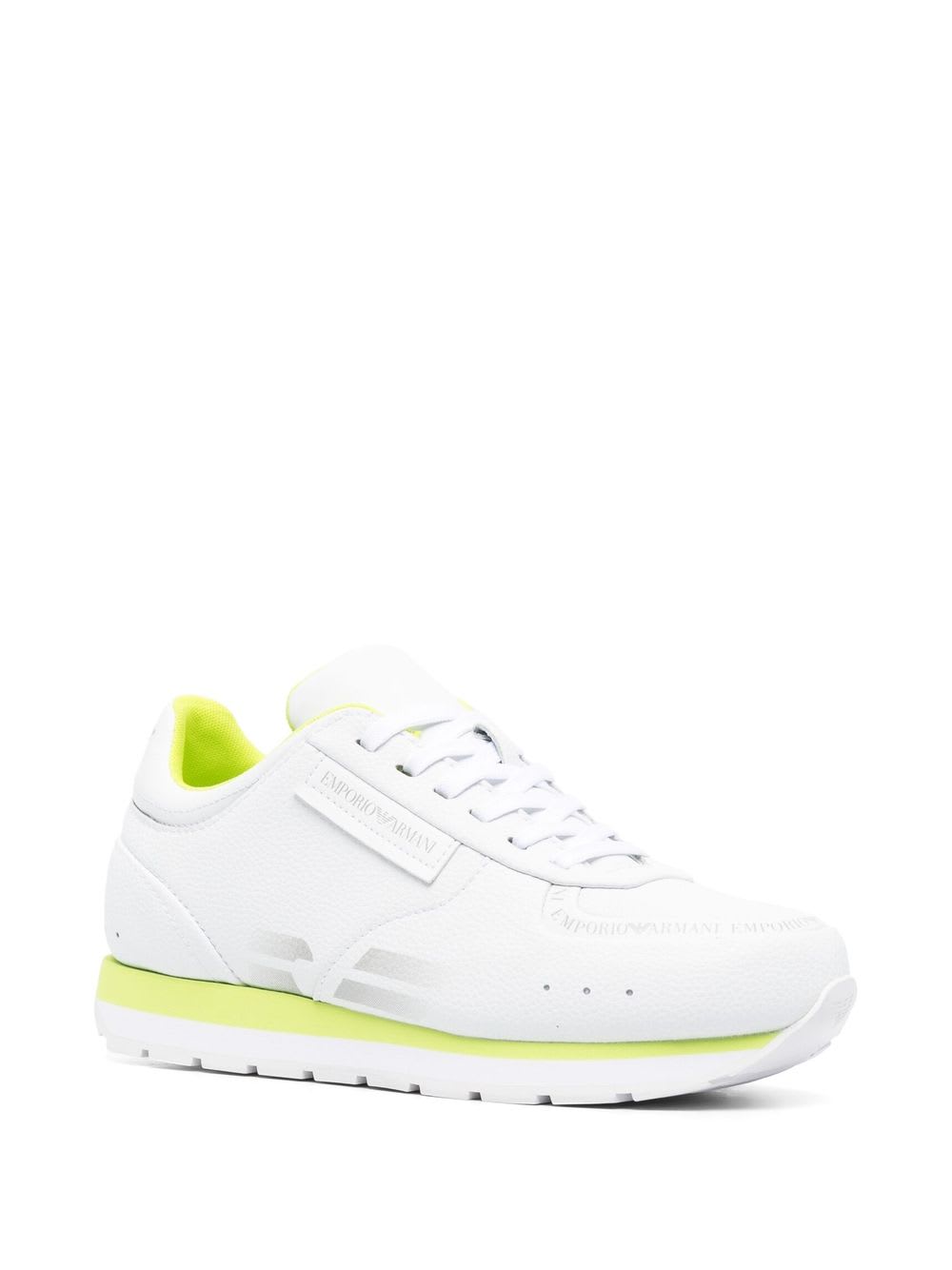 Emporio Armani Logo Leather Sneakers In White