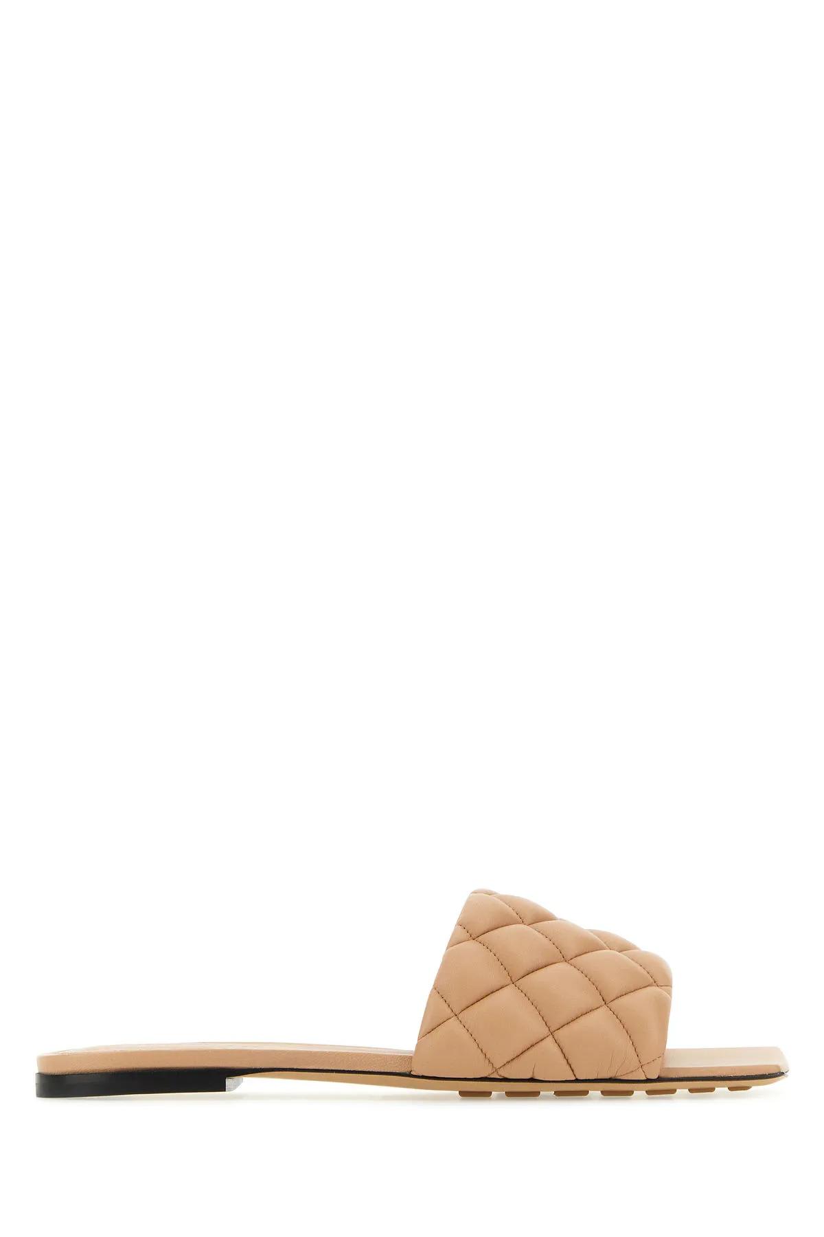 Shop Bottega Veneta Skin Pink Nappa Leather Padded Slippers