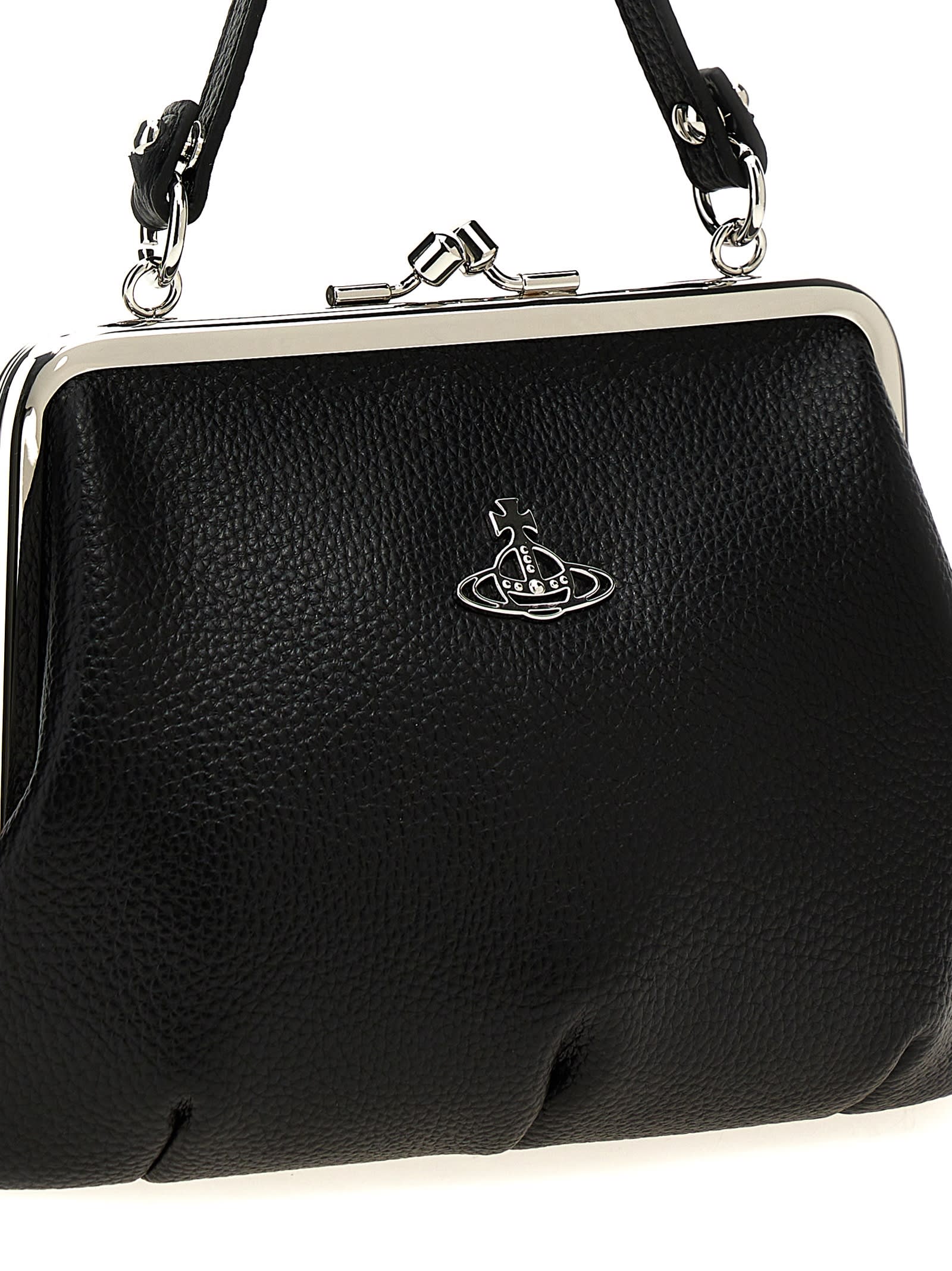 Vivienne Westwood Granny Frame Faux Leather Top Handle Bag In Black