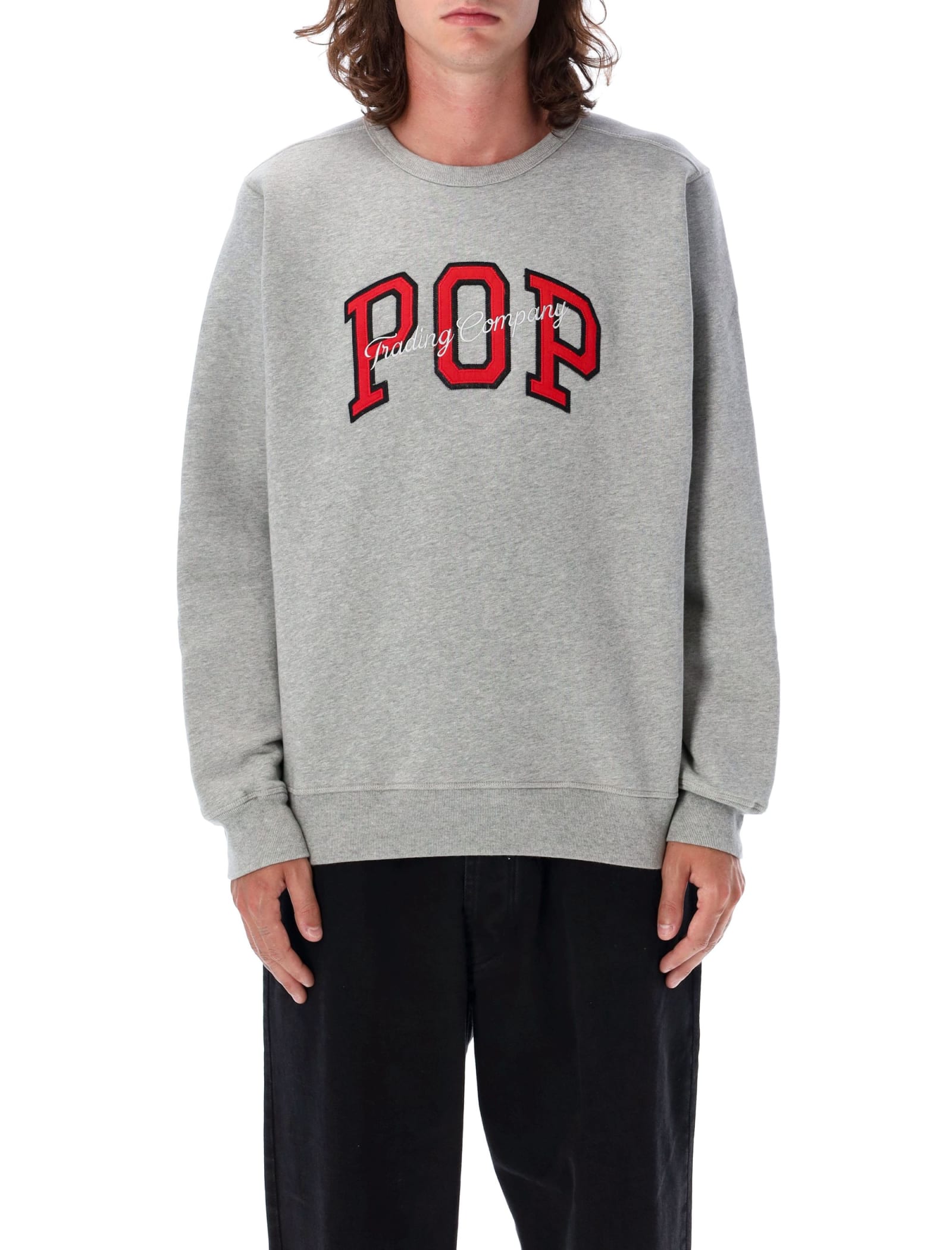 Shop Pop Trading Company Pop Crewneck In Grey Mel