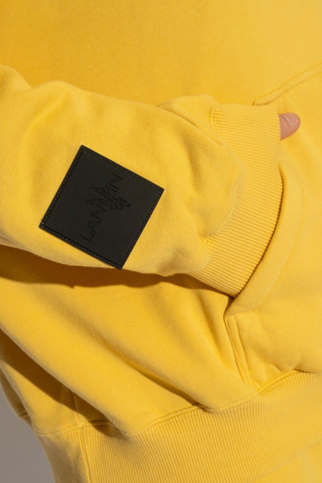 Shop Lanvin X Future Logo Embroidered Drop-shoulder Hoodie In Yellow