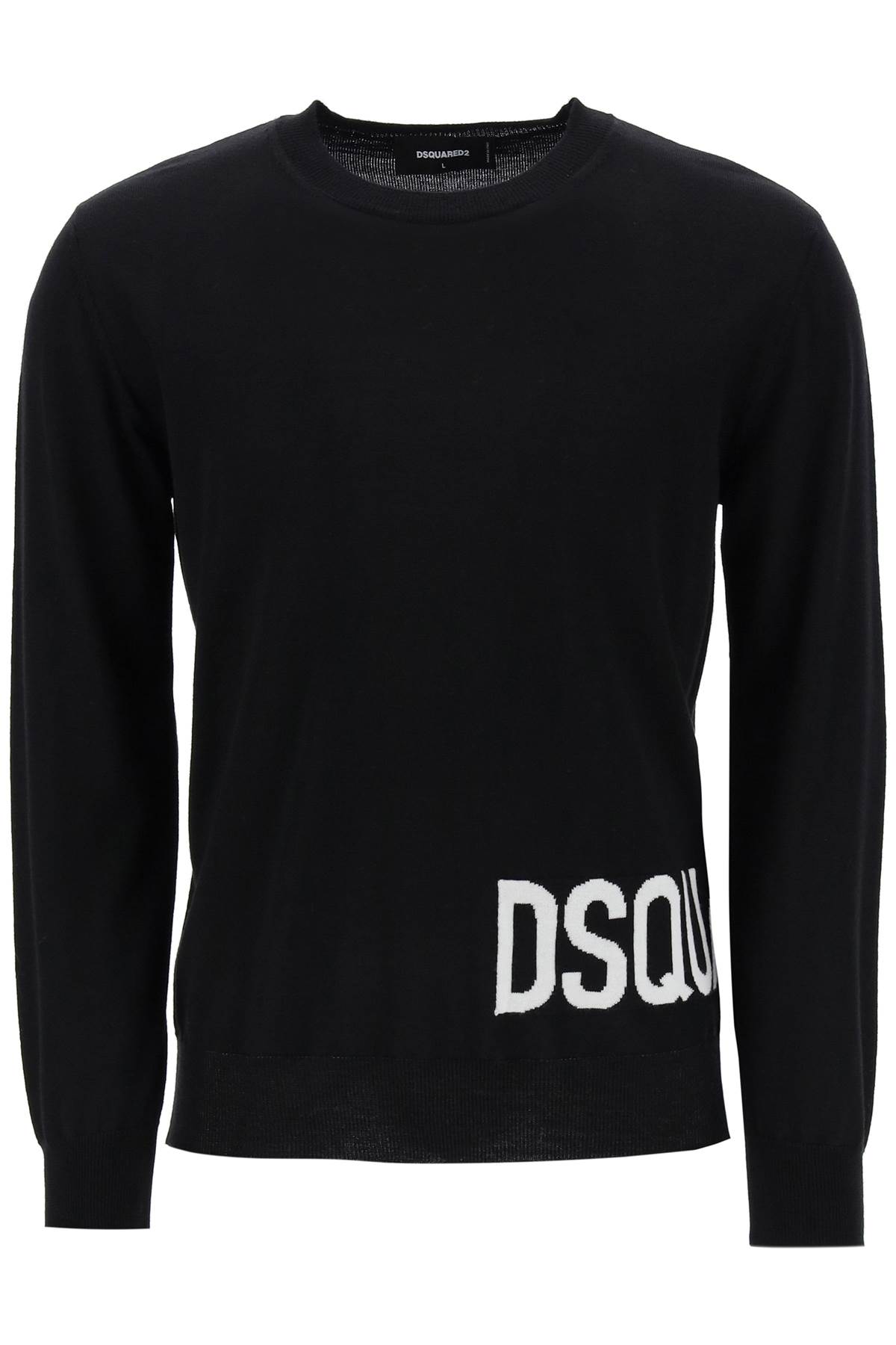 DSQUARED2 SWEATER IN VIRGIN WOOL WITH JACQUARD LOGO
