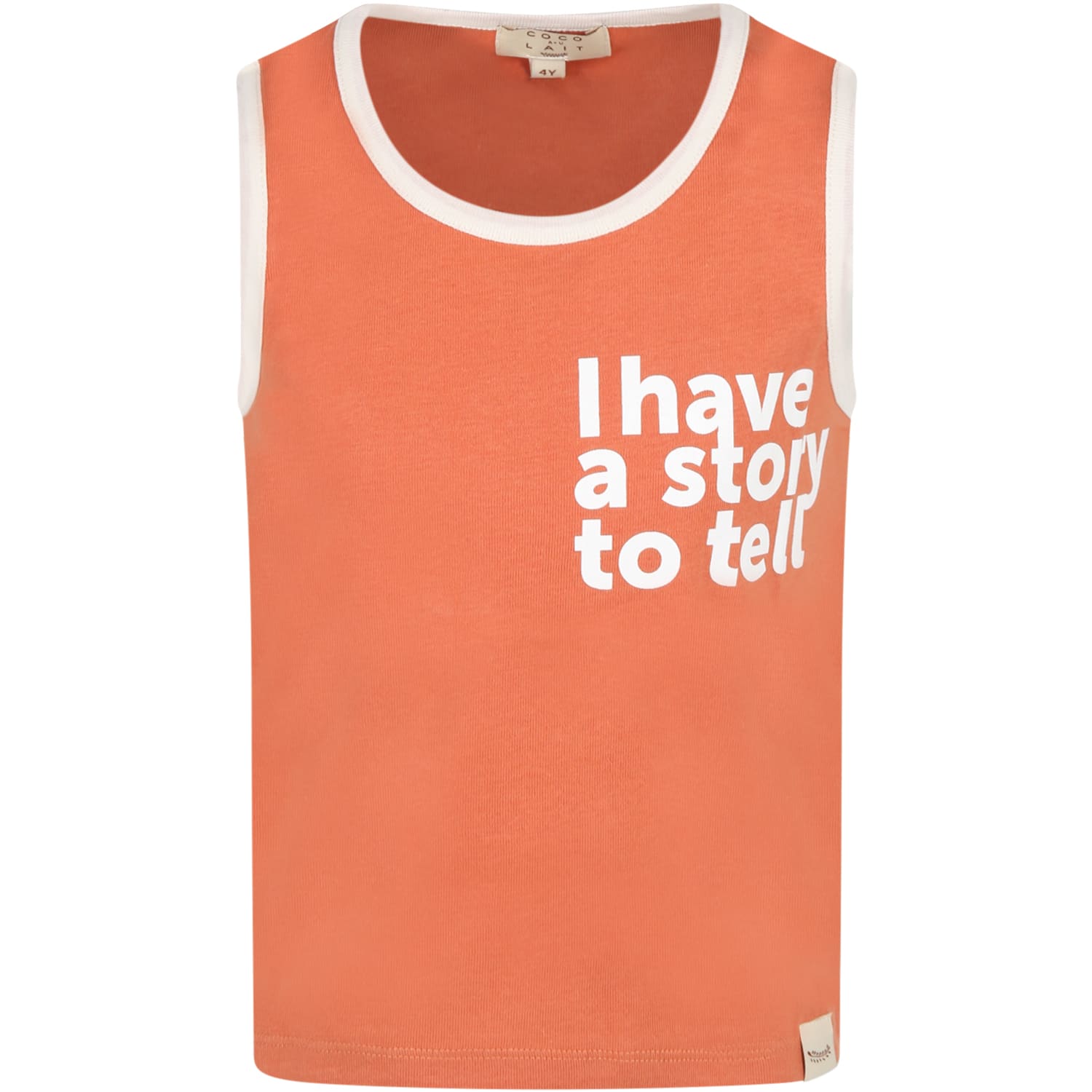 Coco Au Lait Orange Tank-top For Kids With White Writing
