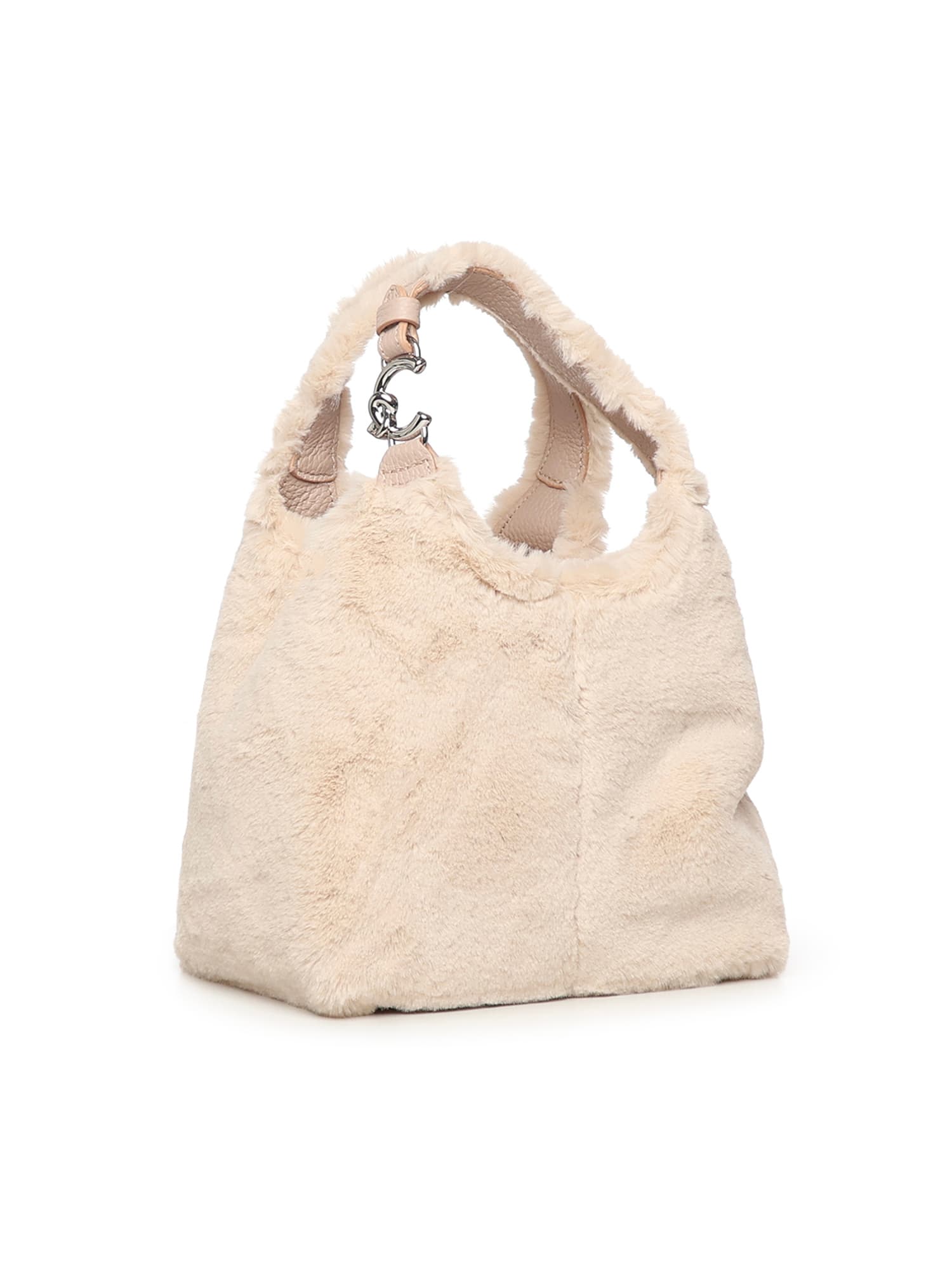 Coccinelle C-easy Bag In Faux Fur And Leather In Pink